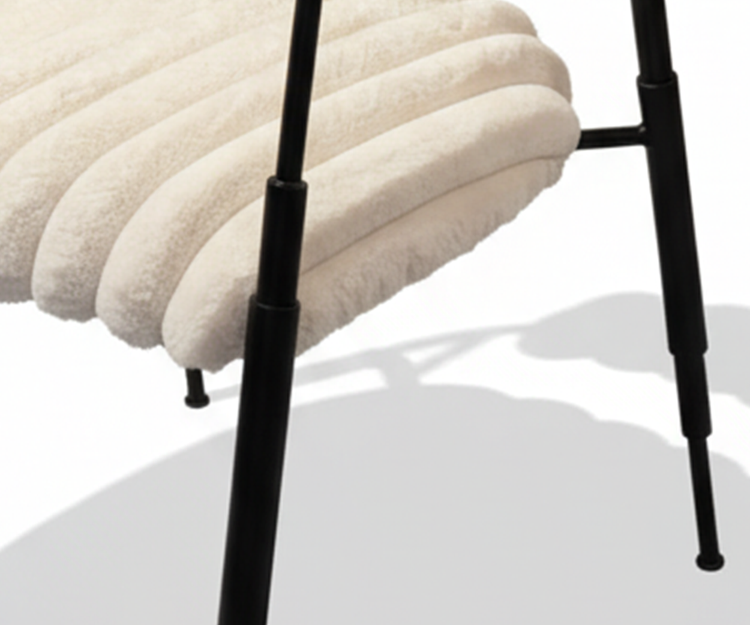 Ivory Fur Accent Chair with Metal Frame