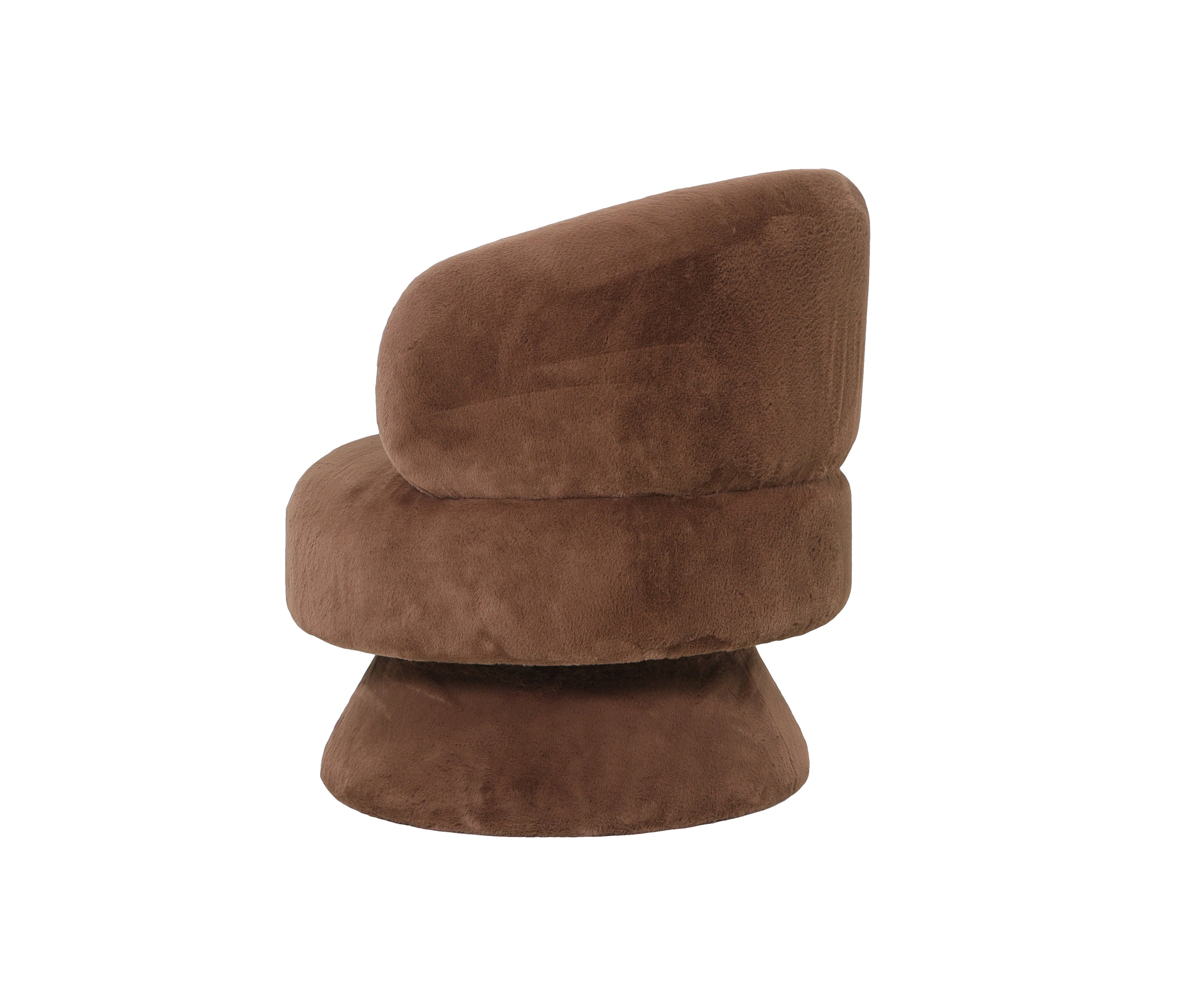 Luxury Velvet Swivel Barrel Armchair in Chocolate Brown