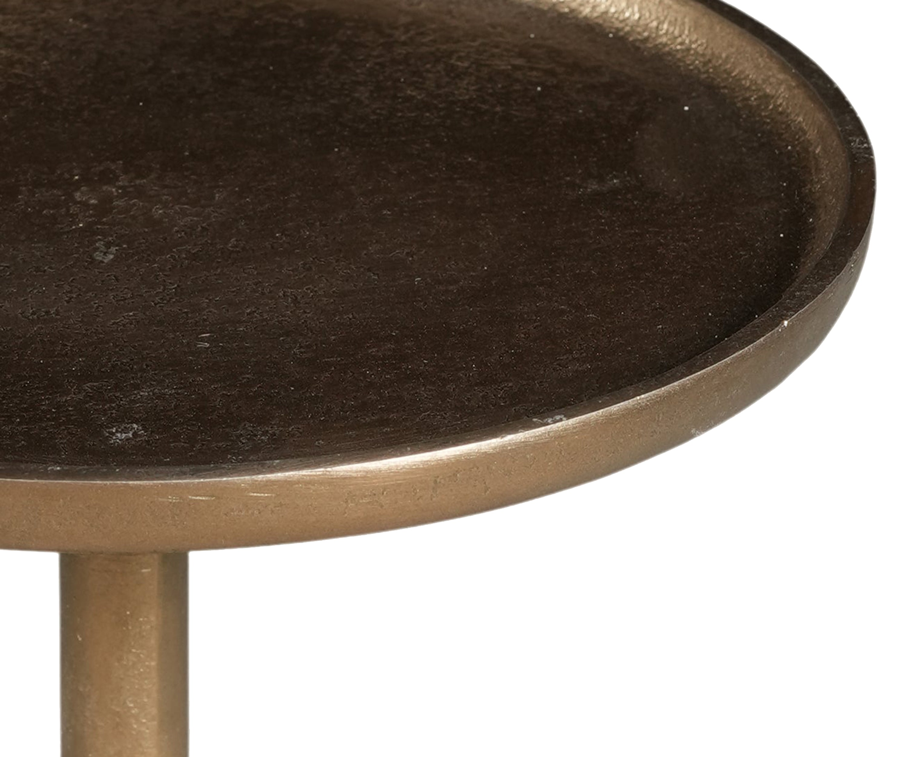 Brass Finish Martini Side Table with Sculptural Ring Base