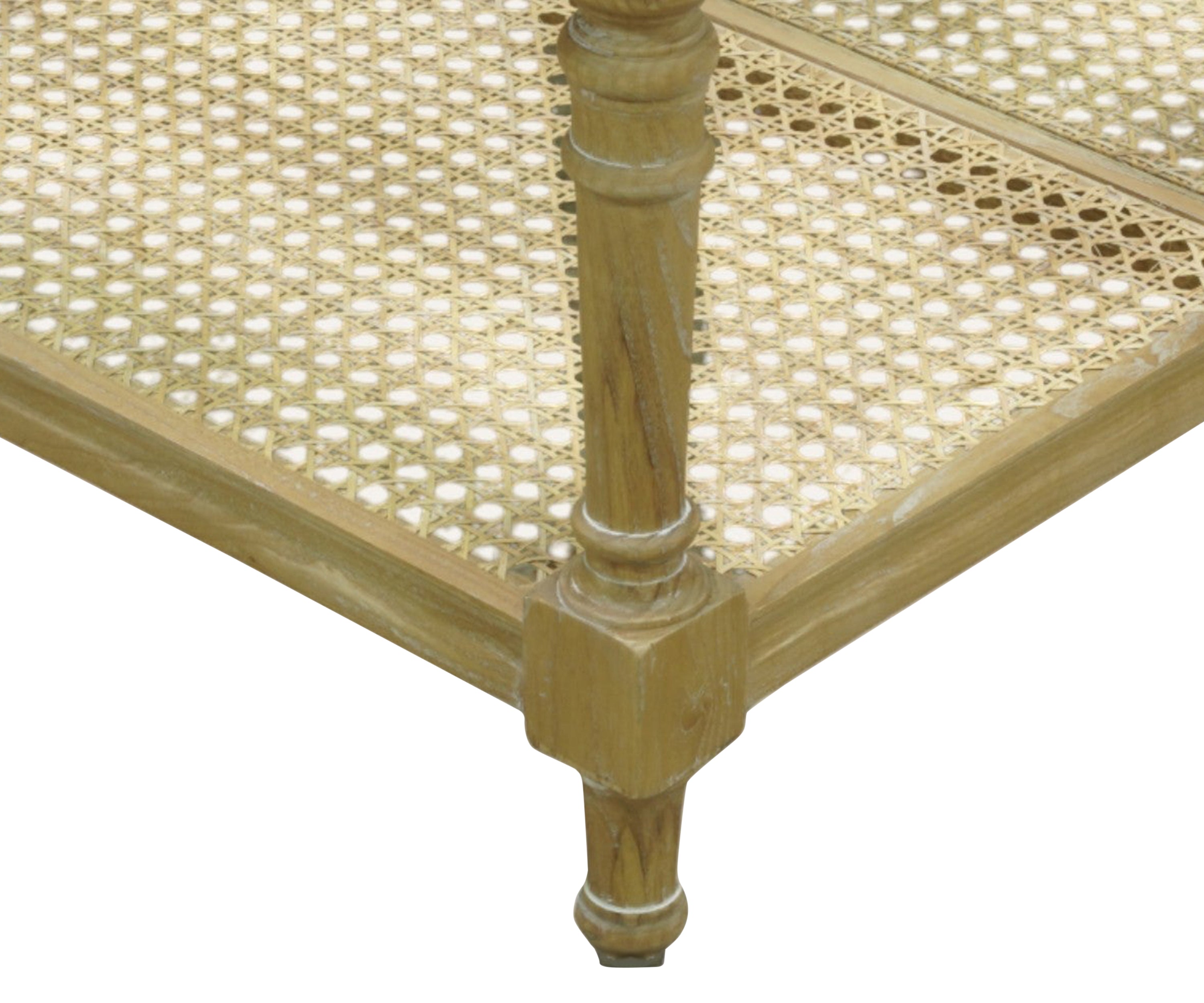 French Cane Glass Top Coffee Table
