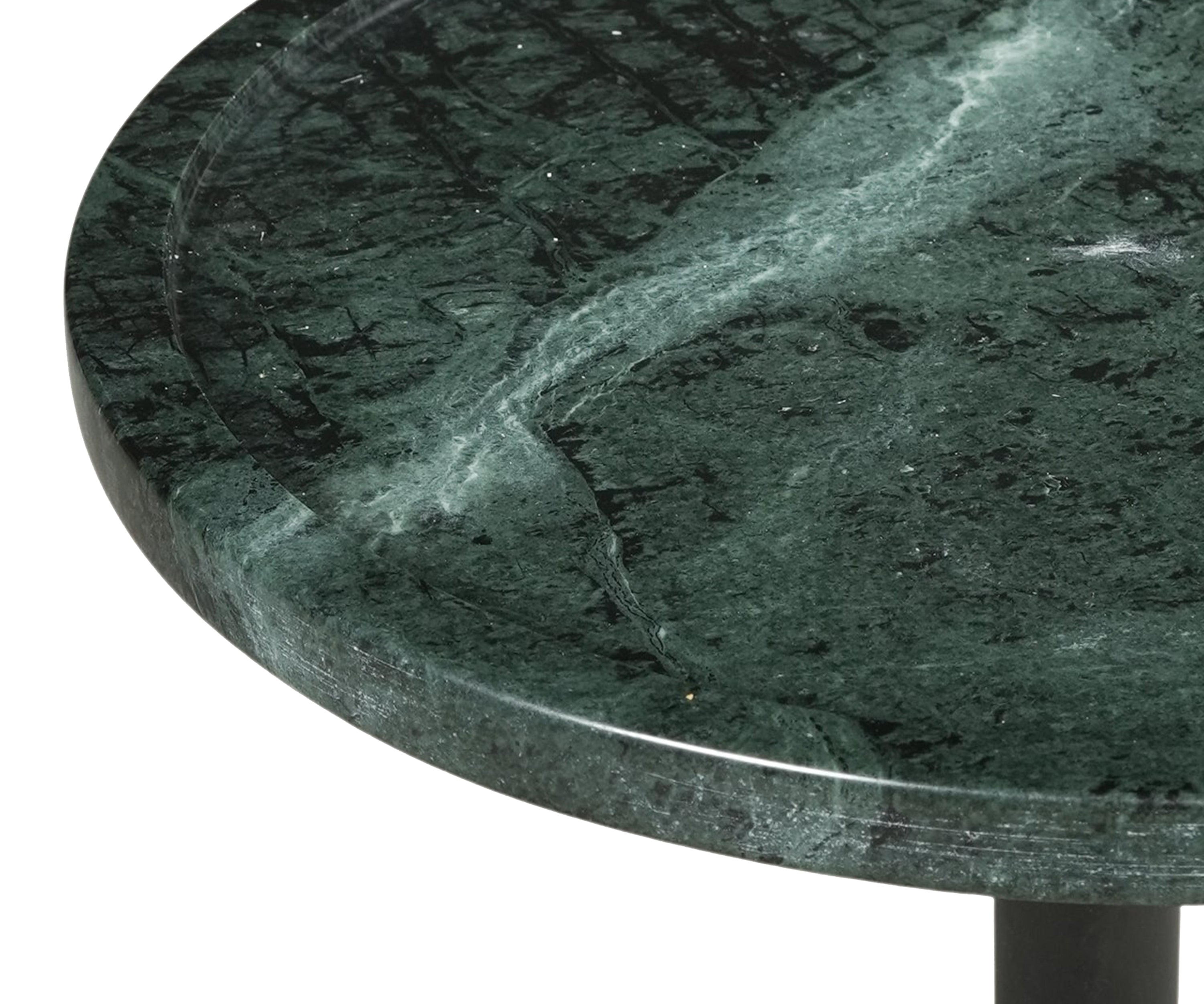 Green Marble Martini Side Table with Black Metal Stem Base - Small
