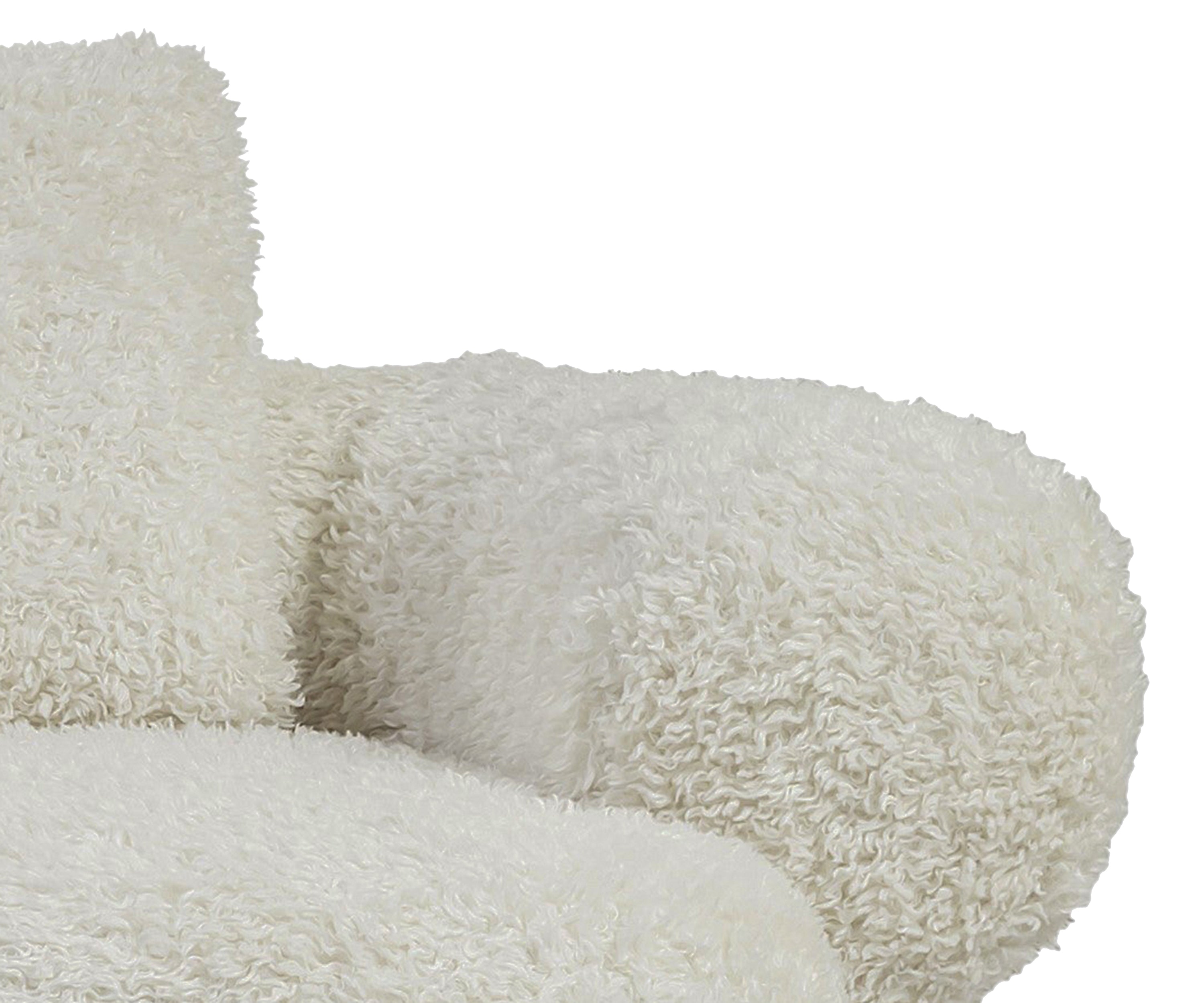 Ivory Fur Curved Arm 2 Seater Sofa