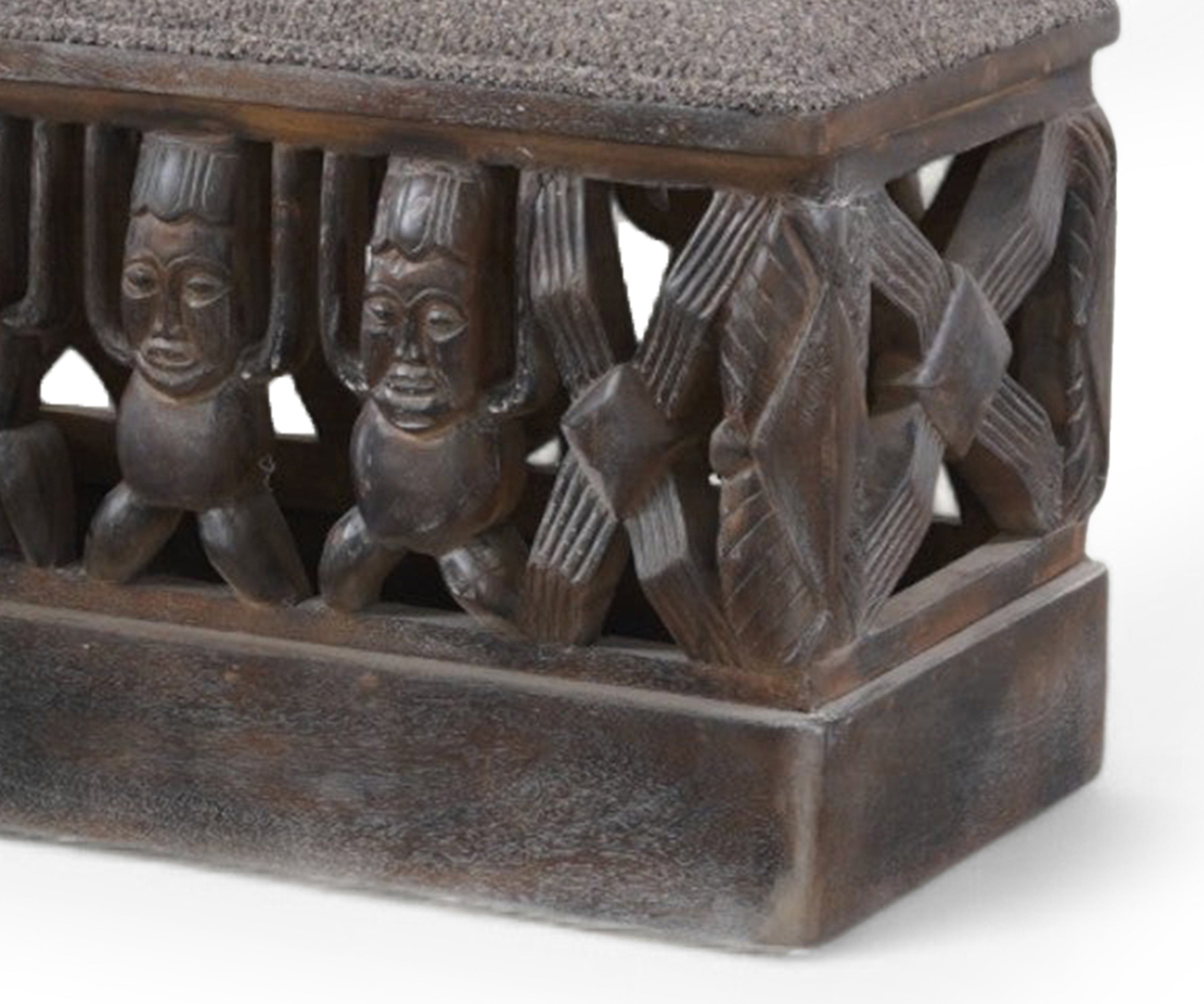 Tribal Carved Wooden 2 Seater Sofa