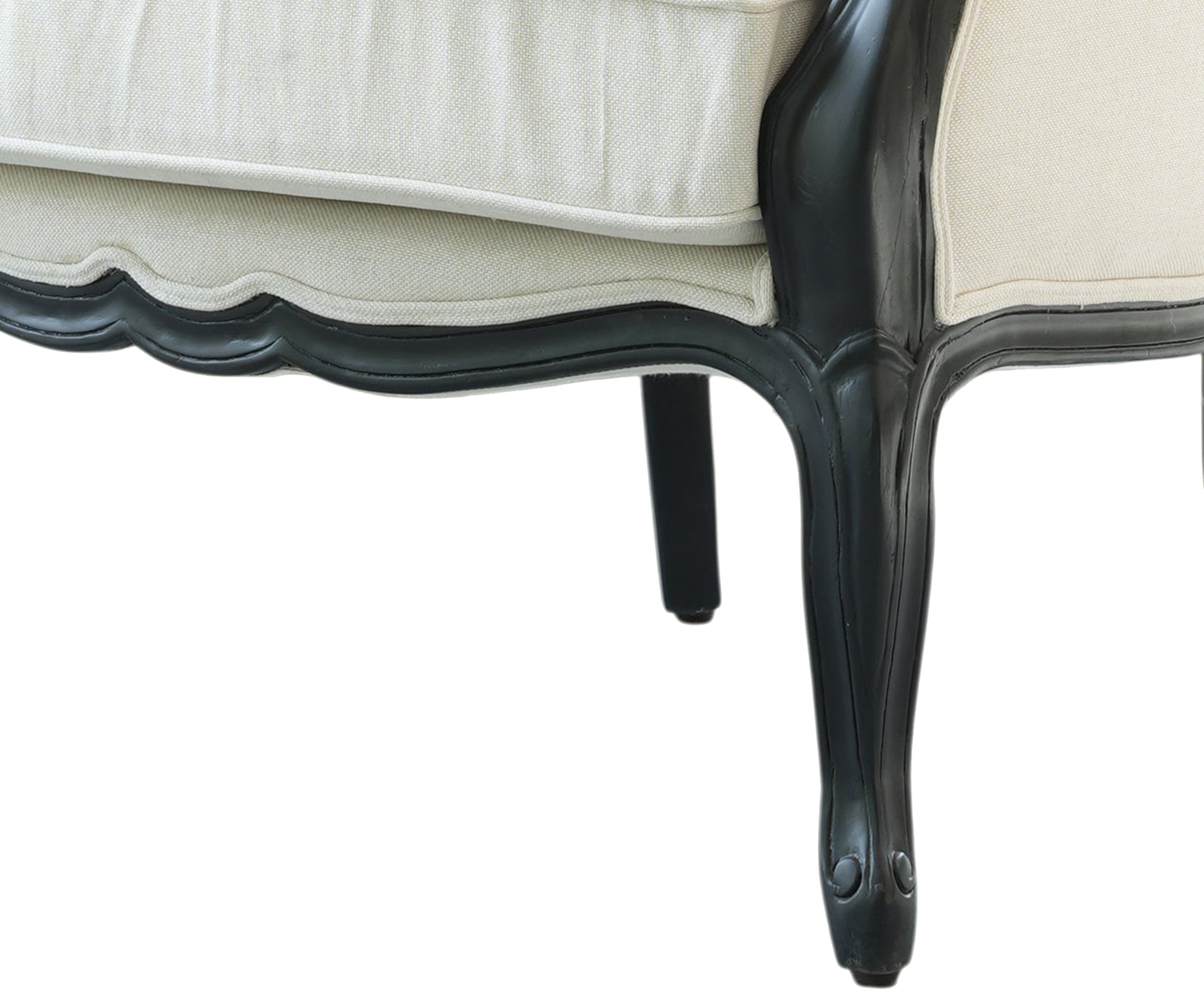 Black and Ivory High Back Wing Accent Chair
