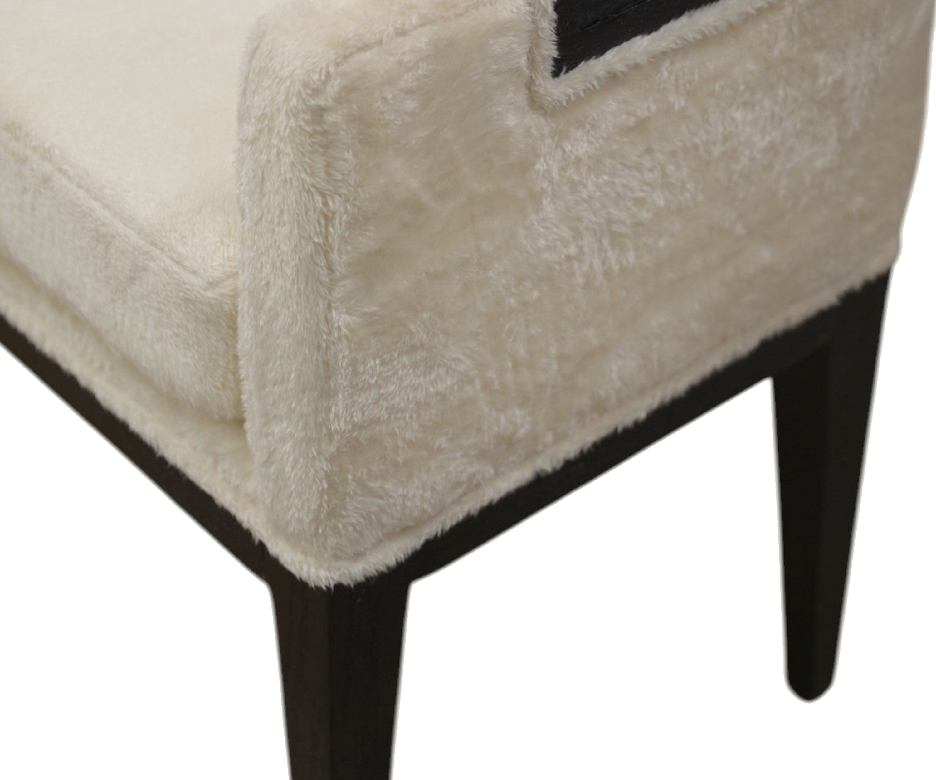 Cream Fur Bench with Black Wooden Legs