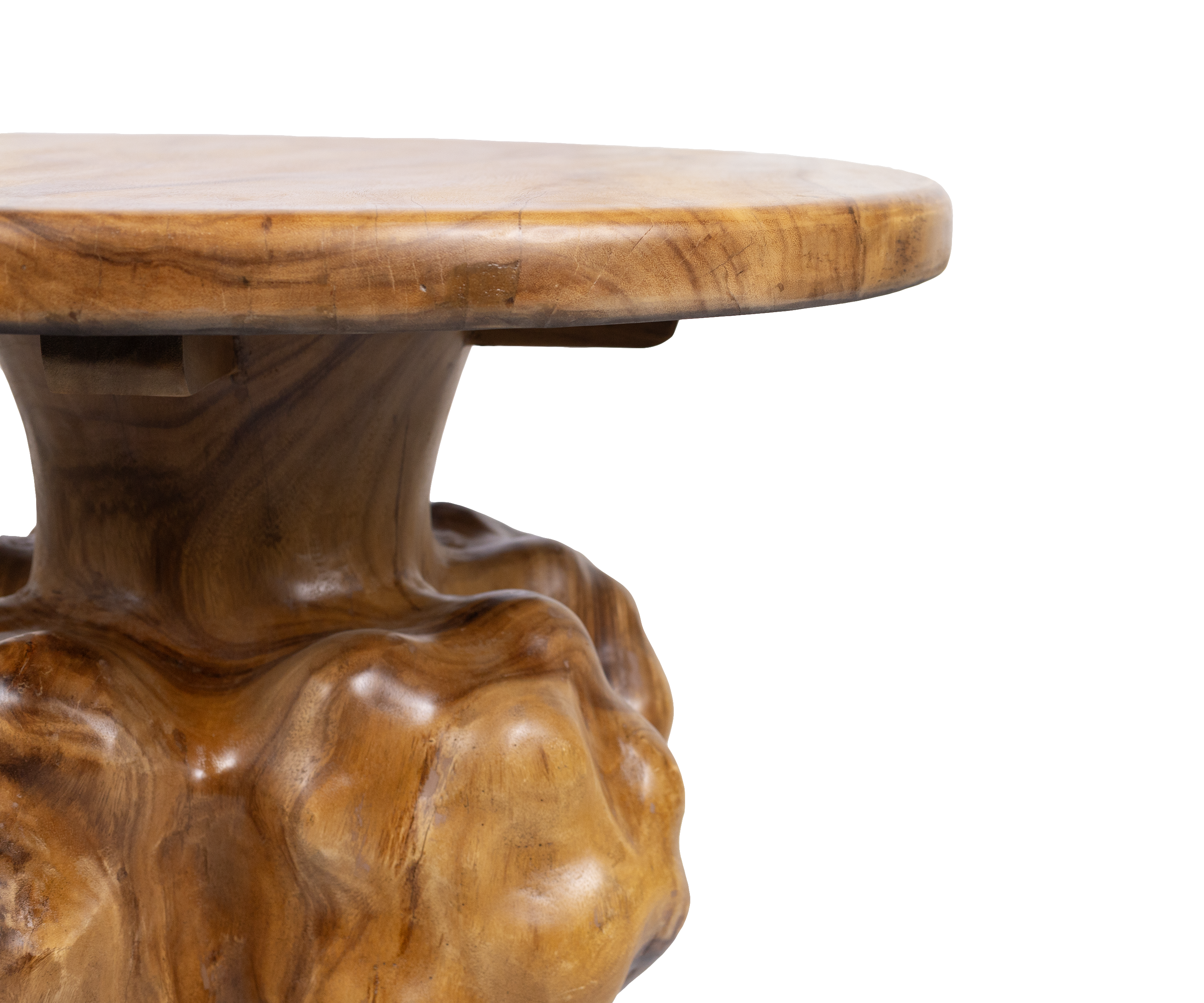 Sculpted Solid Wood Dining Table with Organic Pedestal Base