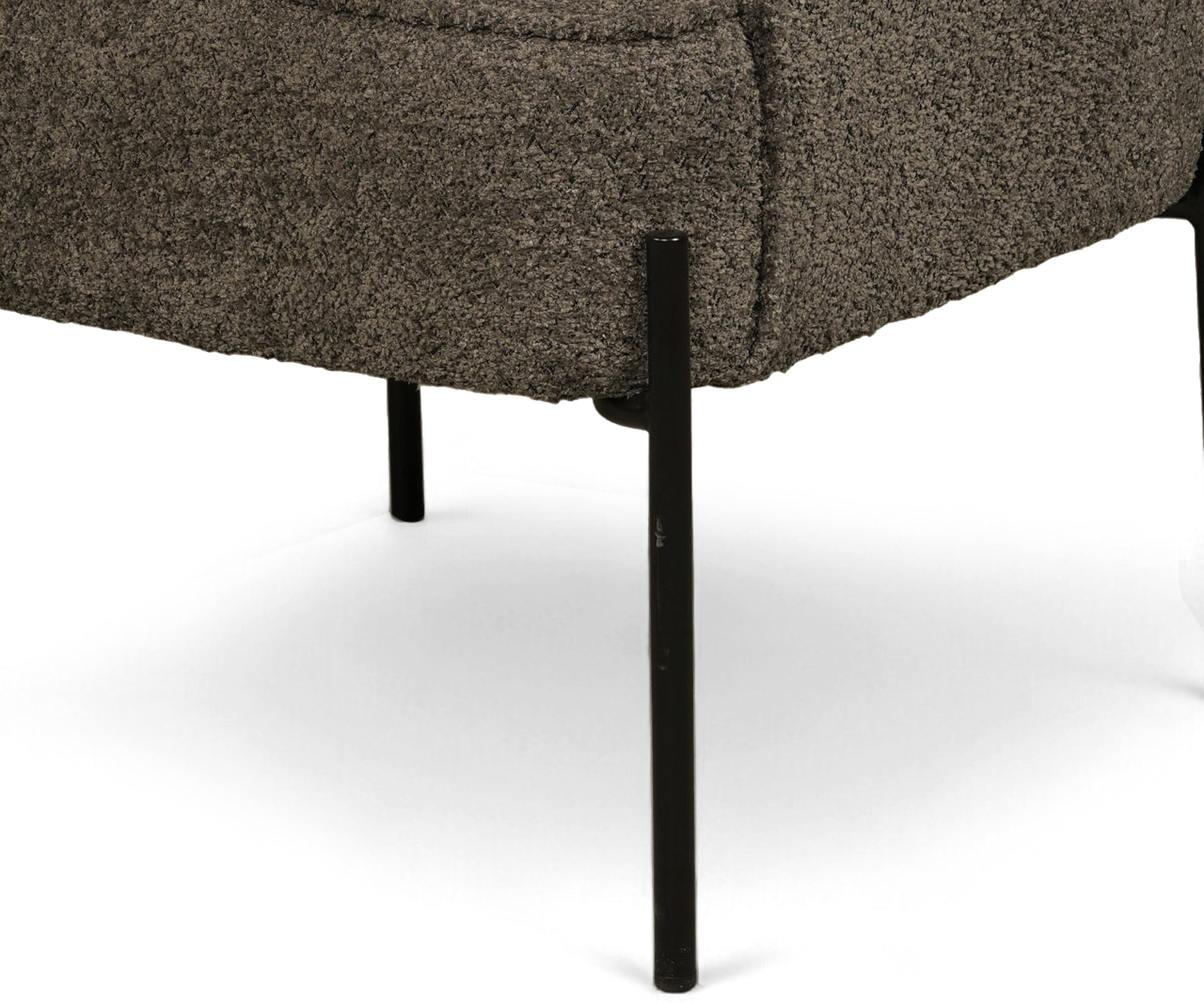 Charcoal Bouclé Accent Arm Chair with Metal Legs