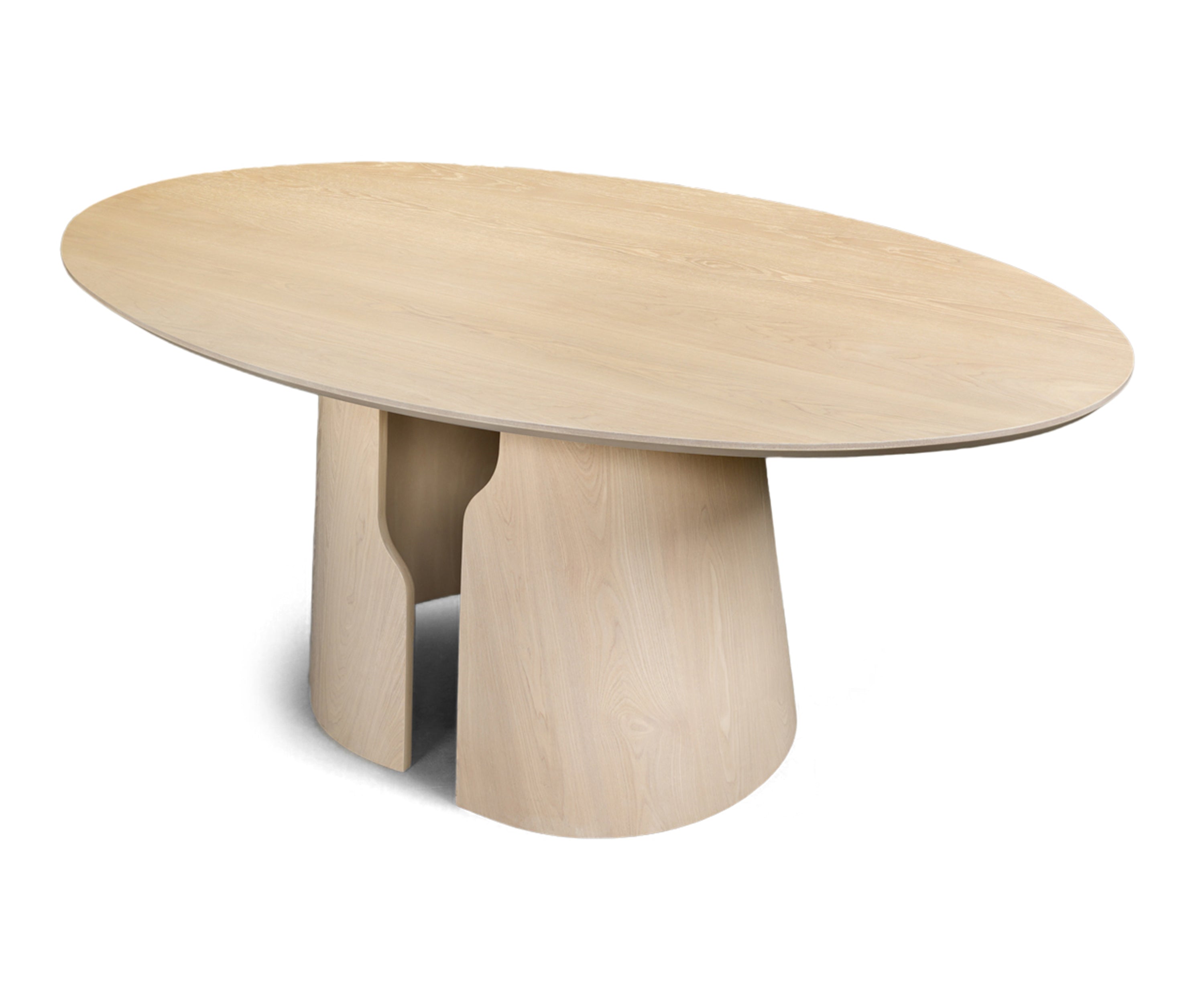 Light Wood Oval 6-8 Seater Dining Table with Sculpted Base