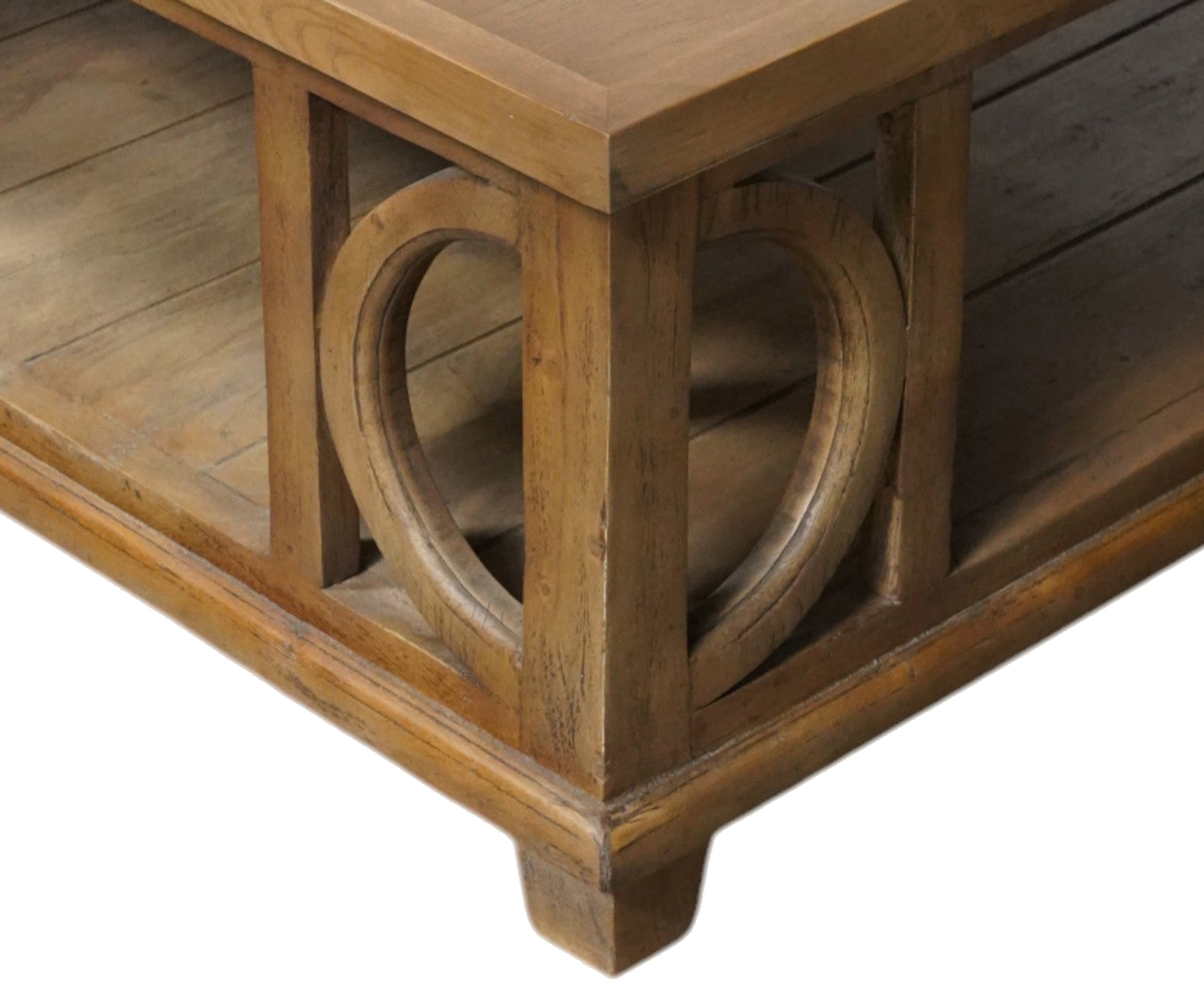 Square Solid Wood Centre Table with open shelf