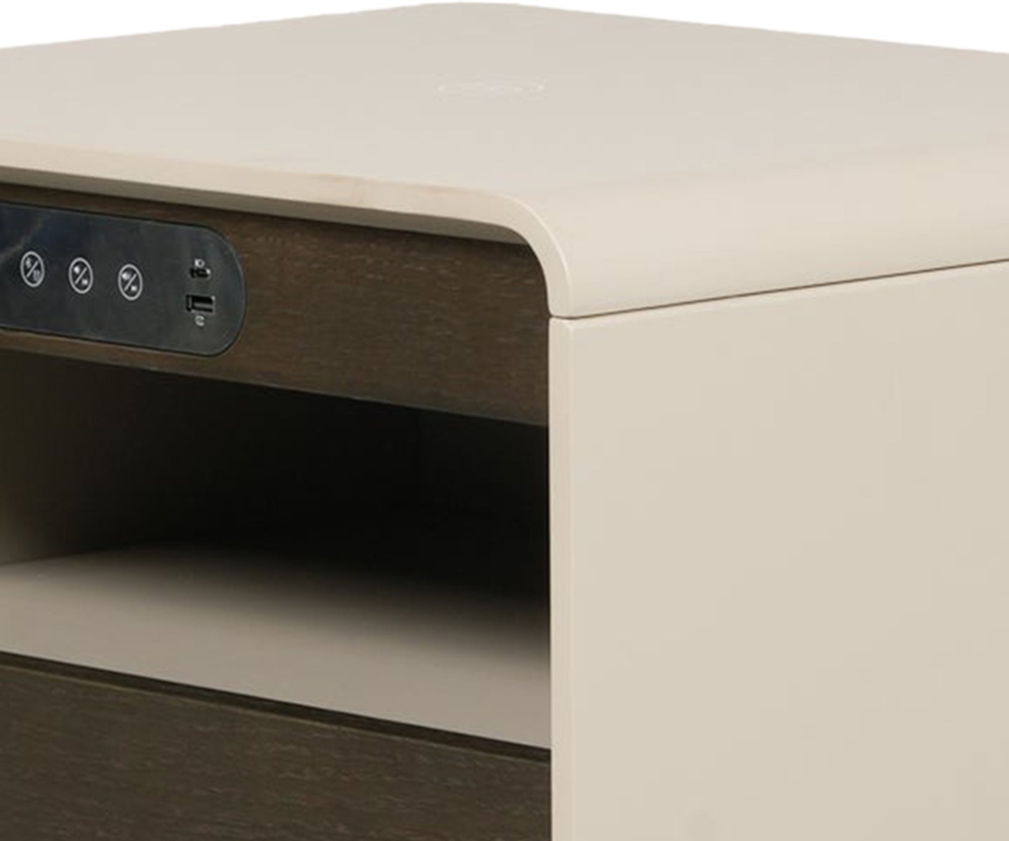 Taupe Smart Charge Bed Side Table with Drawer