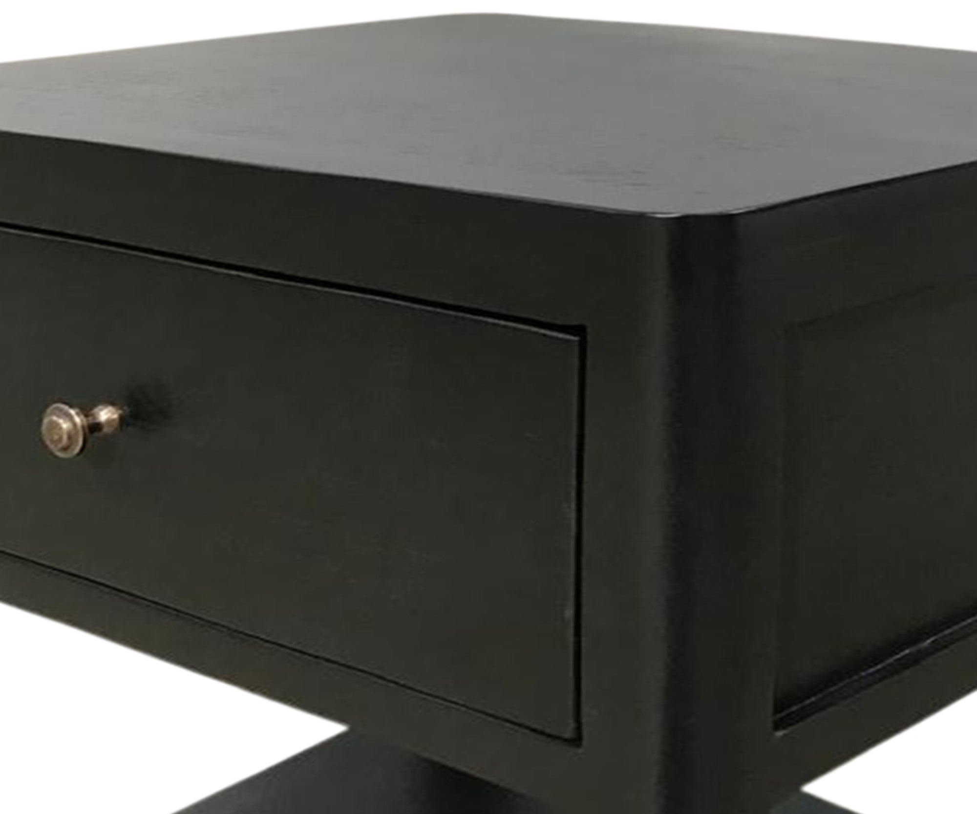Black Open Shelf Bed Side Table with Drawer