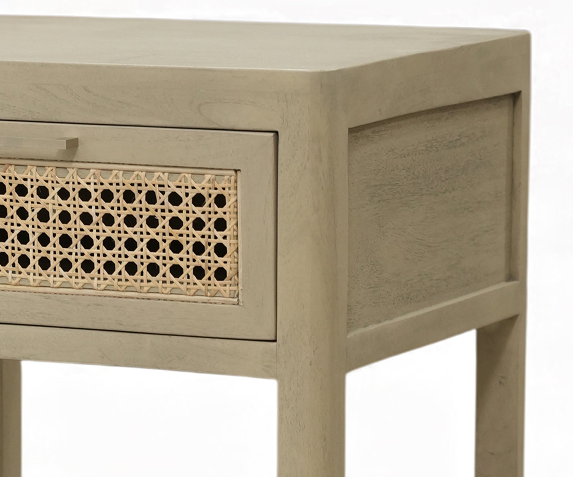 Sand Cane Front Bed Side Table with Open Shelf