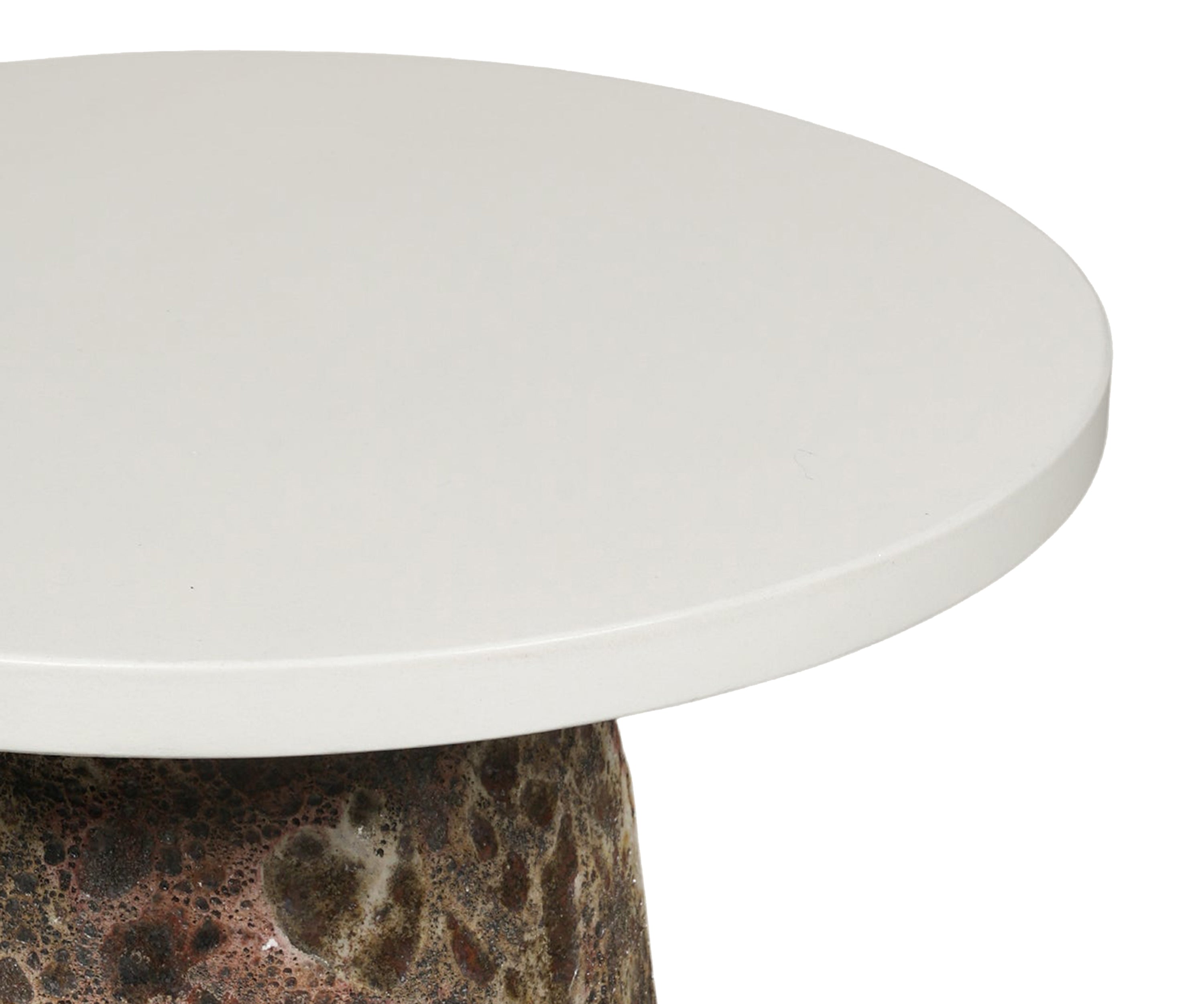 Ivory Marble Side Table with Textured Metal Pedestal Base