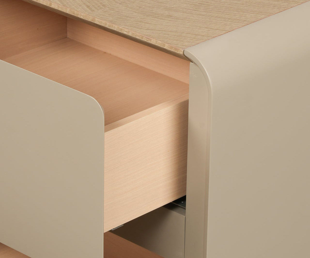 Taupe Curve 2-Drawer Bed Side Table