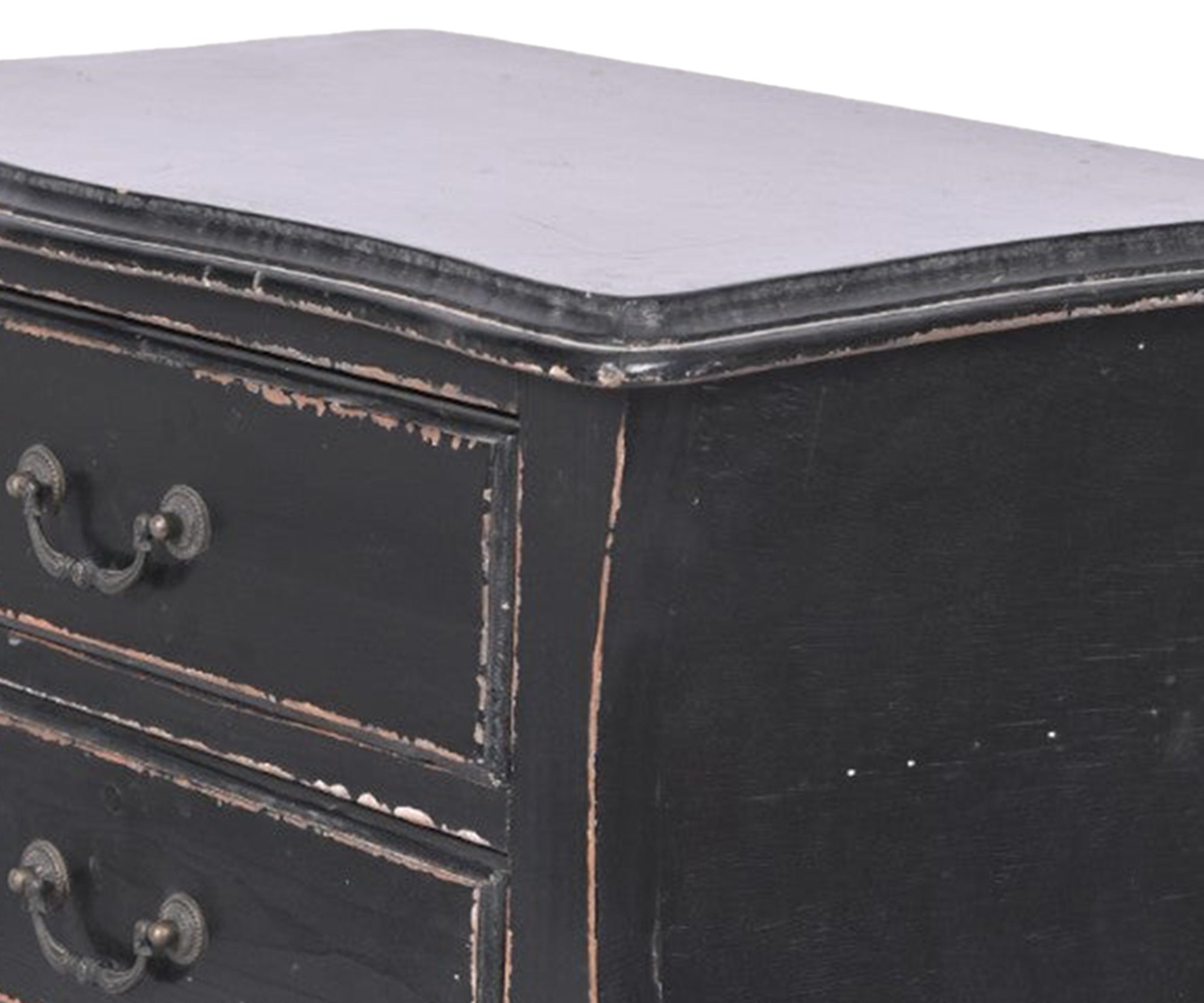 Black Distressed 3-Drawer Vintage Night Stand