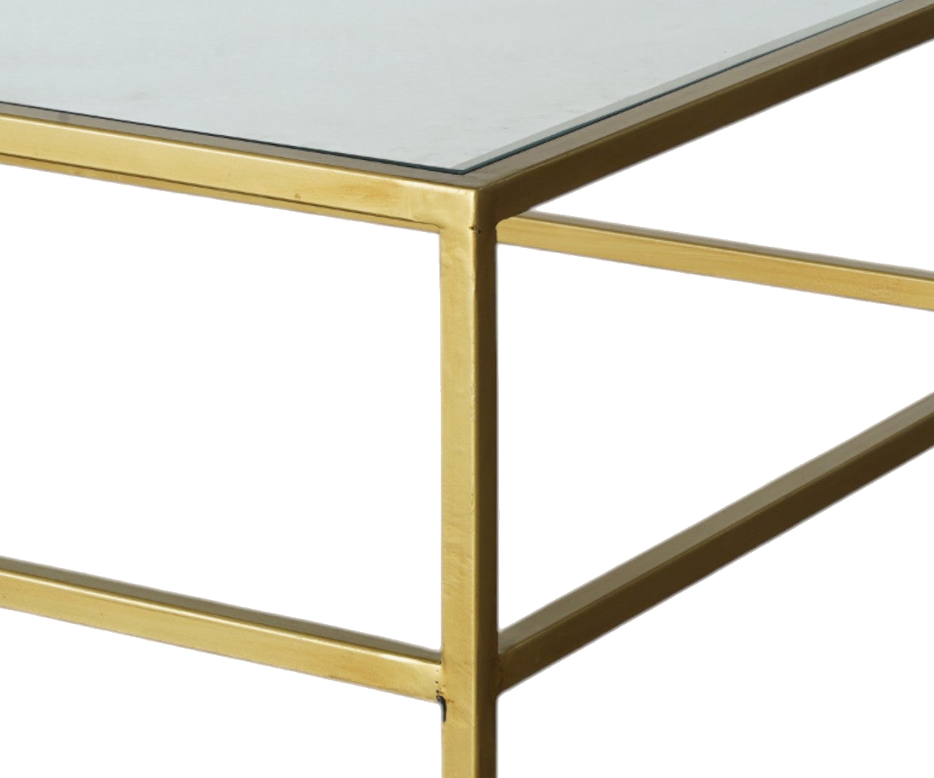 Glass Top Brass Frame Coffee Table