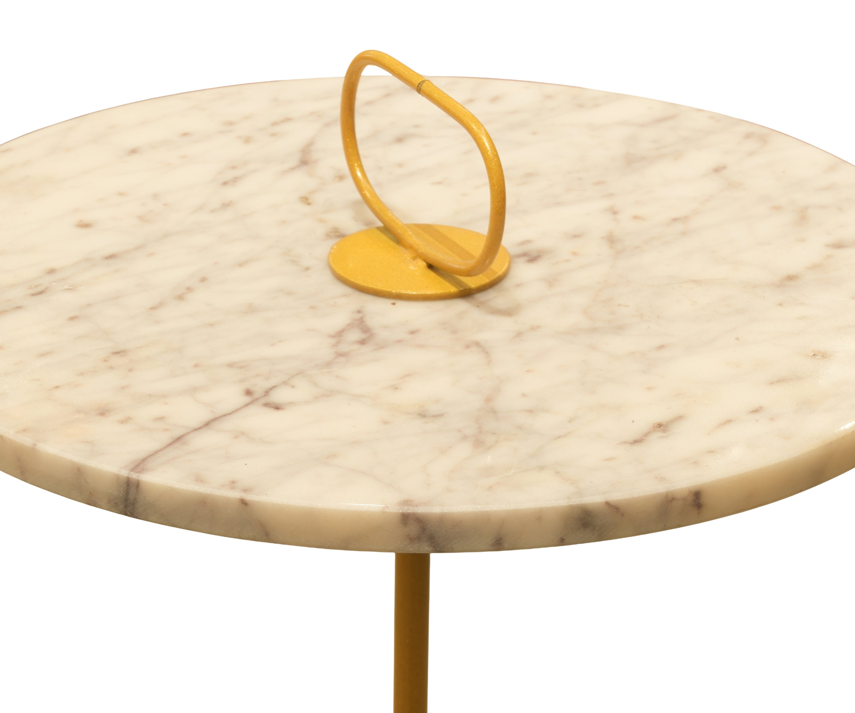 Round Marble Side Table with Gold Tripod Base
