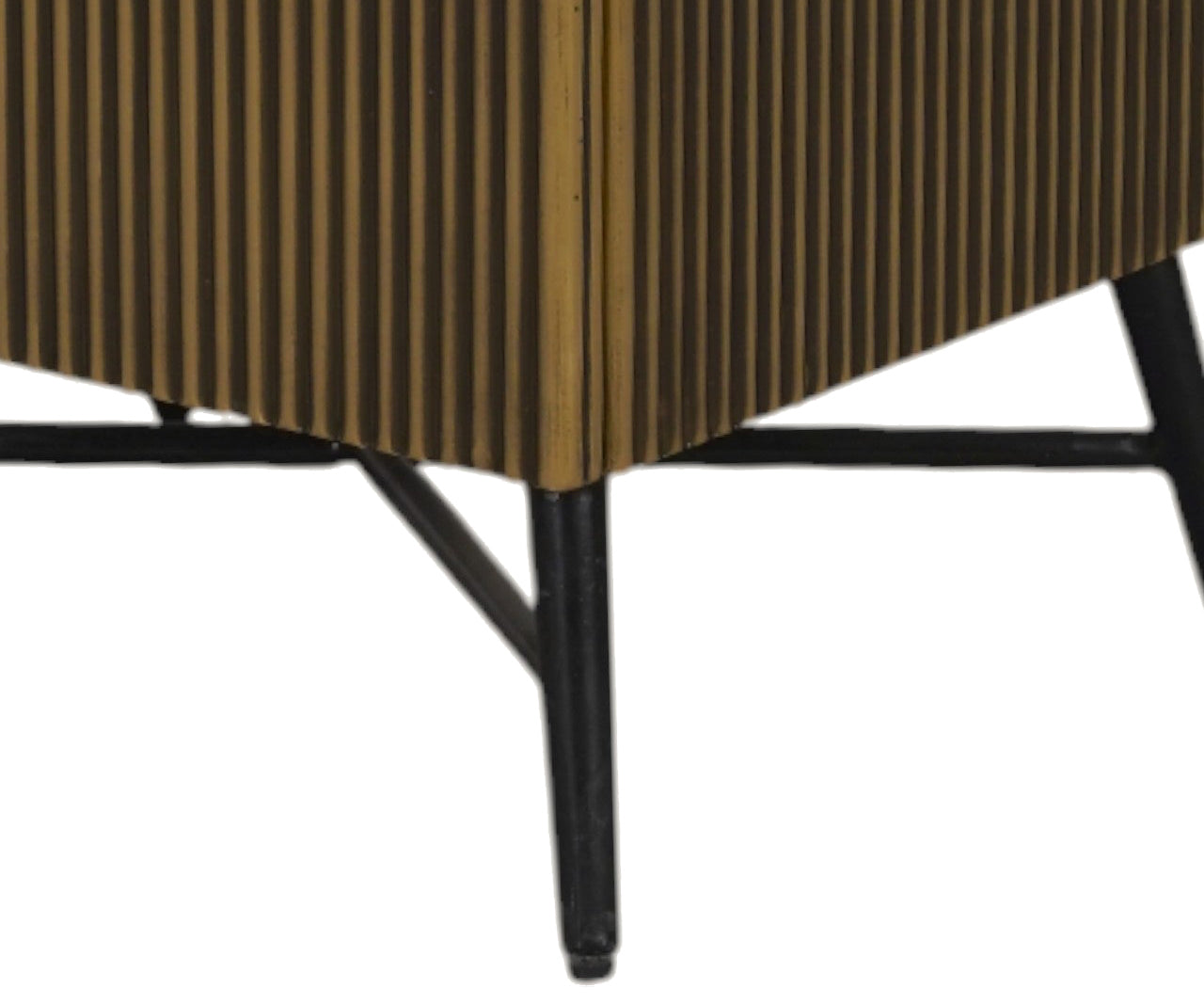 Fluted Brass 2-Drawer Bed Side Table with Black Marble Top