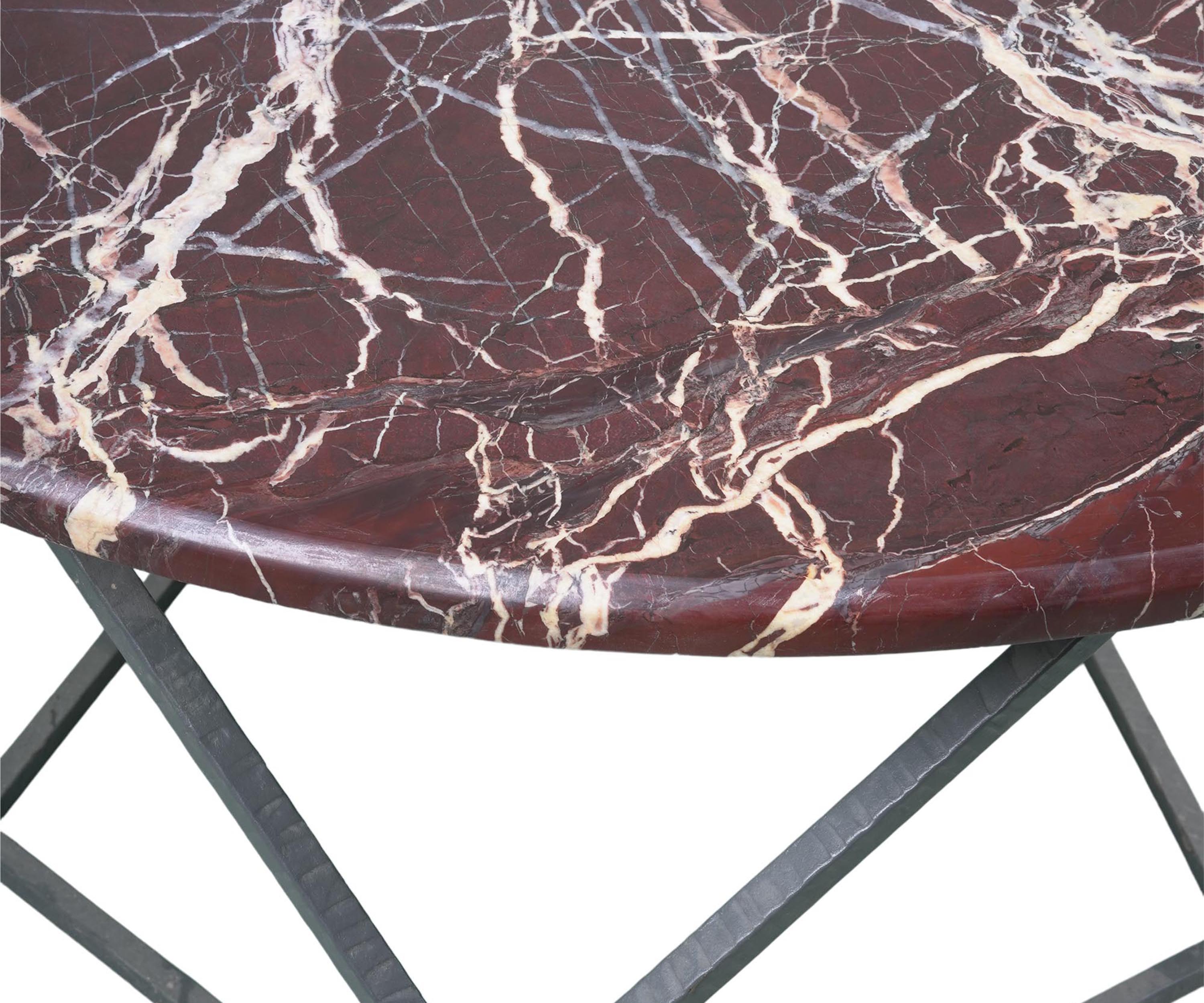 Bidasar Marble Top Coffee Table with Black Metal Base