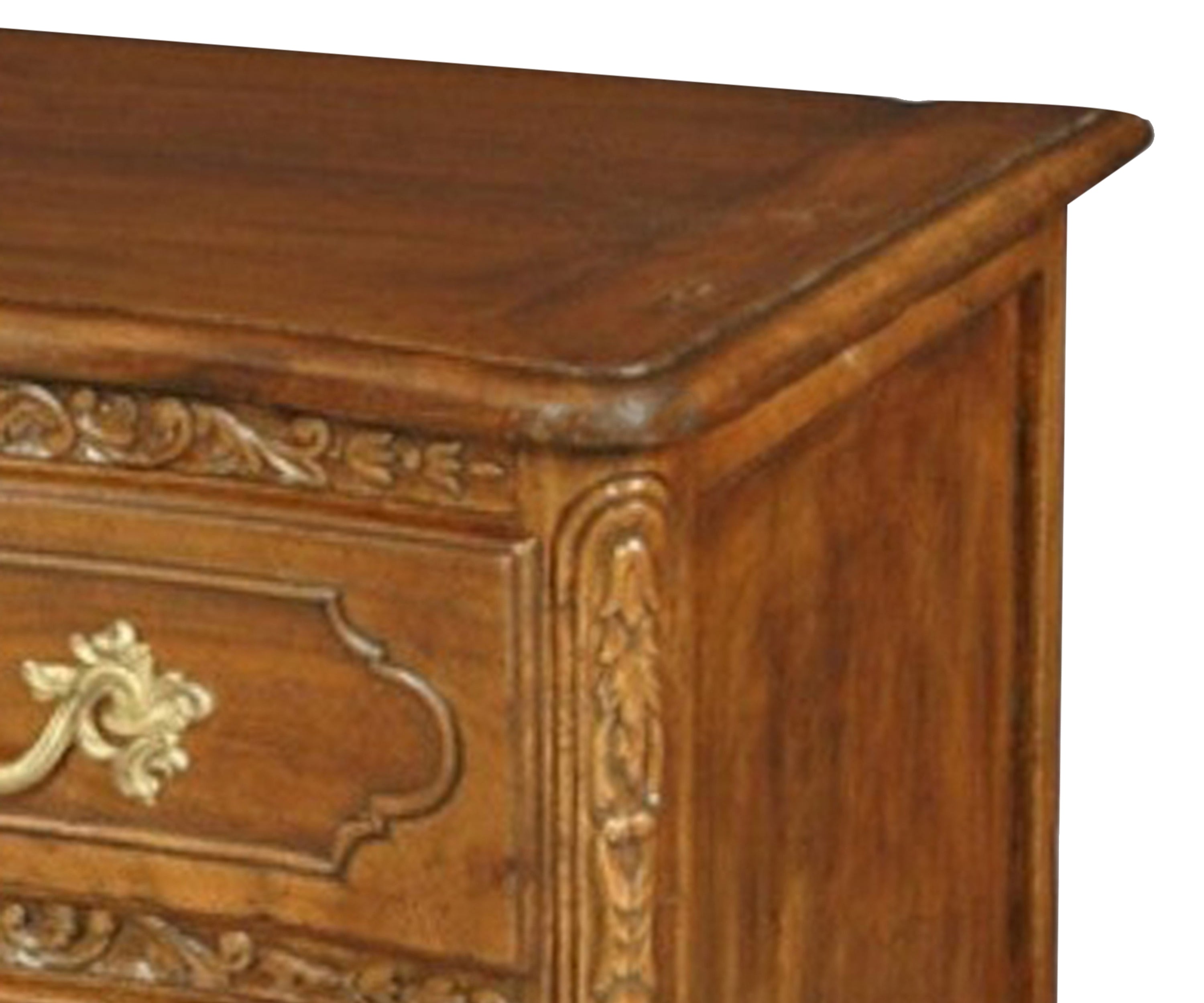 French Style Chest of Drawers with Brass Hardware in Brown