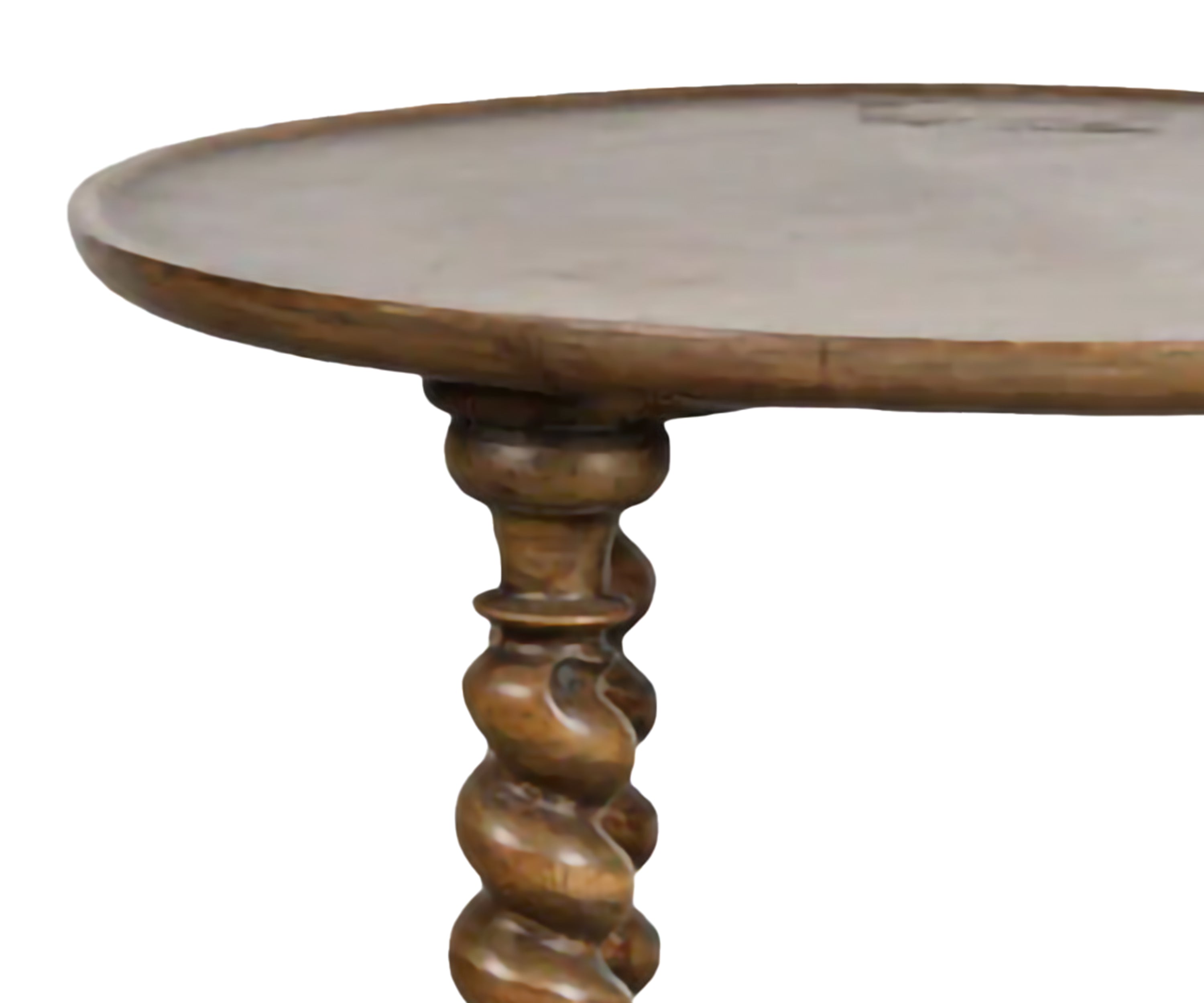 Solid Wood Round Side Table with Barley Twist Legs