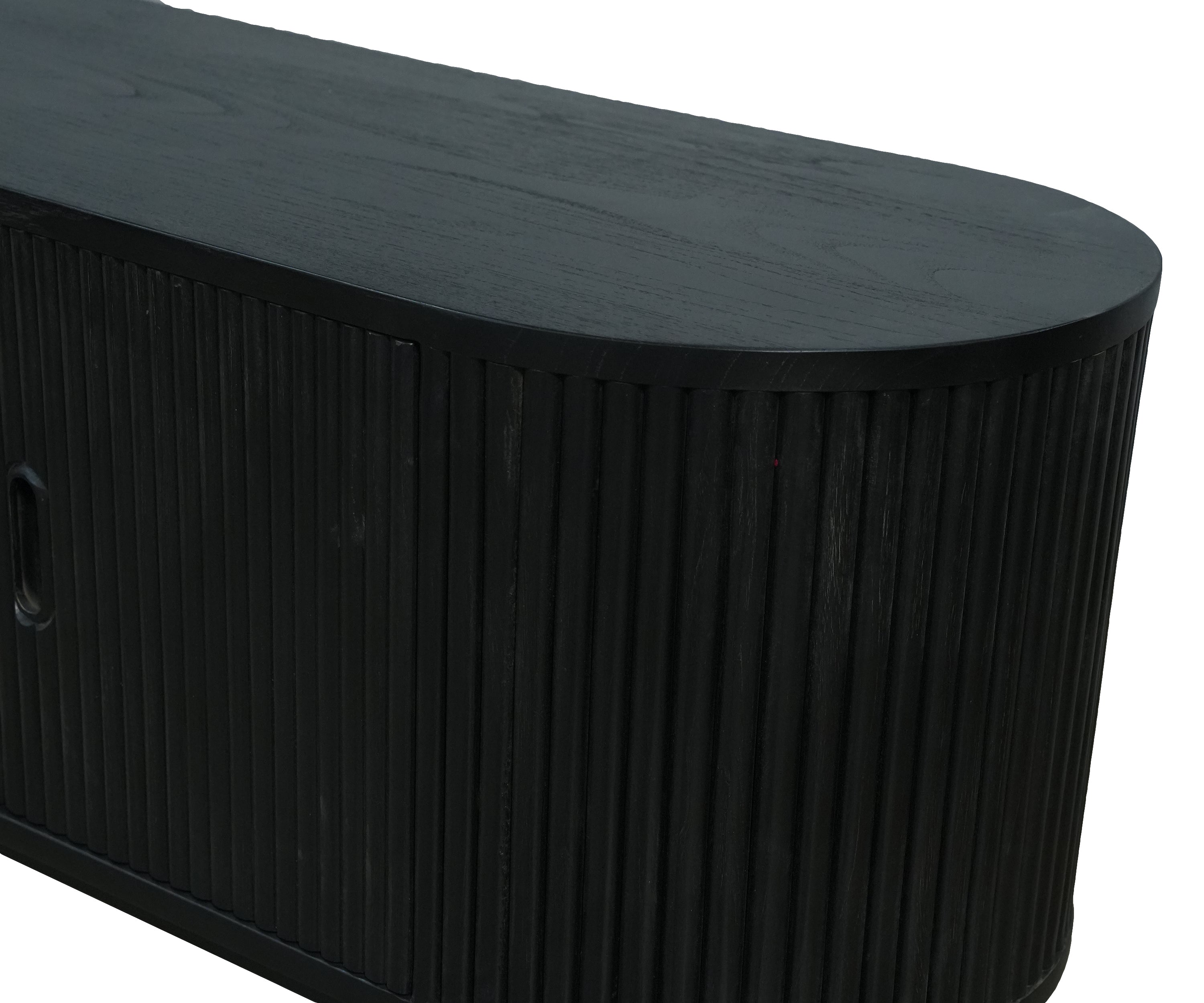 Black Ribbed Oval TV Unit