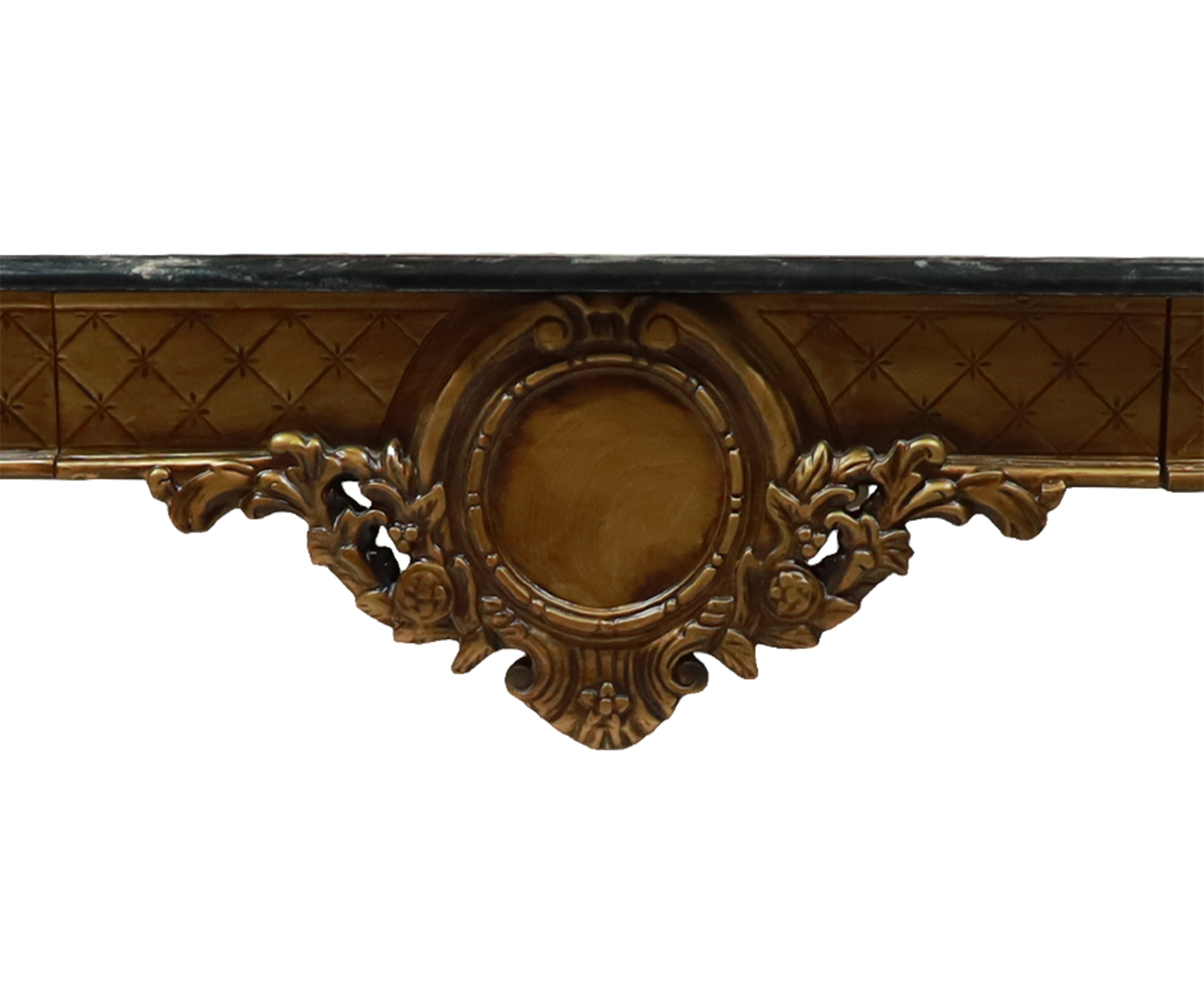 Teak European Wooden Console Table with Marble Top