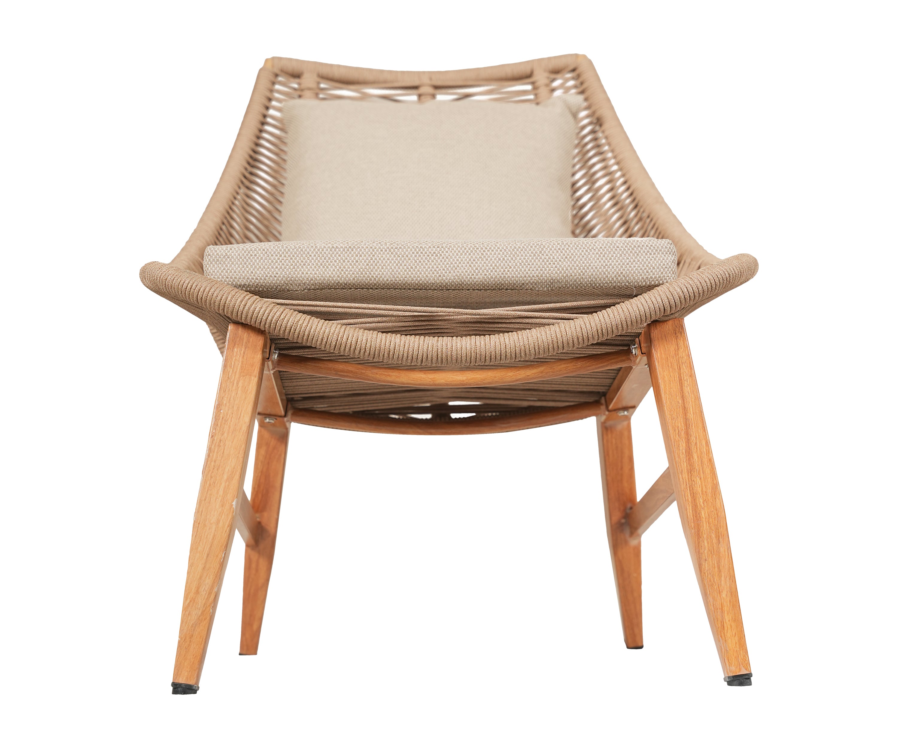 Nylon Rope Back Outdoor Lounge Chair with Metal Frame