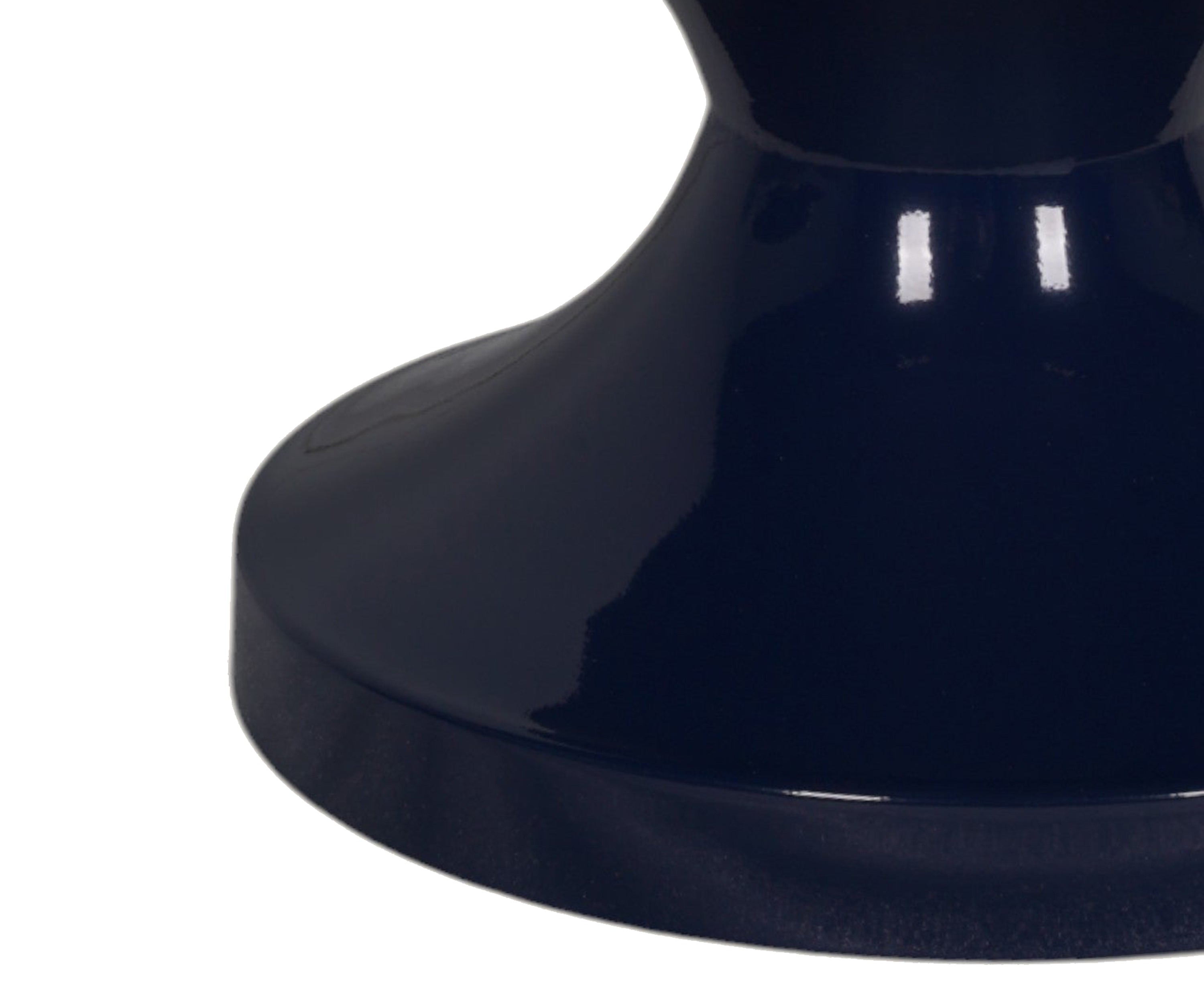 Navy Blue Sculptural Metal Side Table with Double Hourglass Base