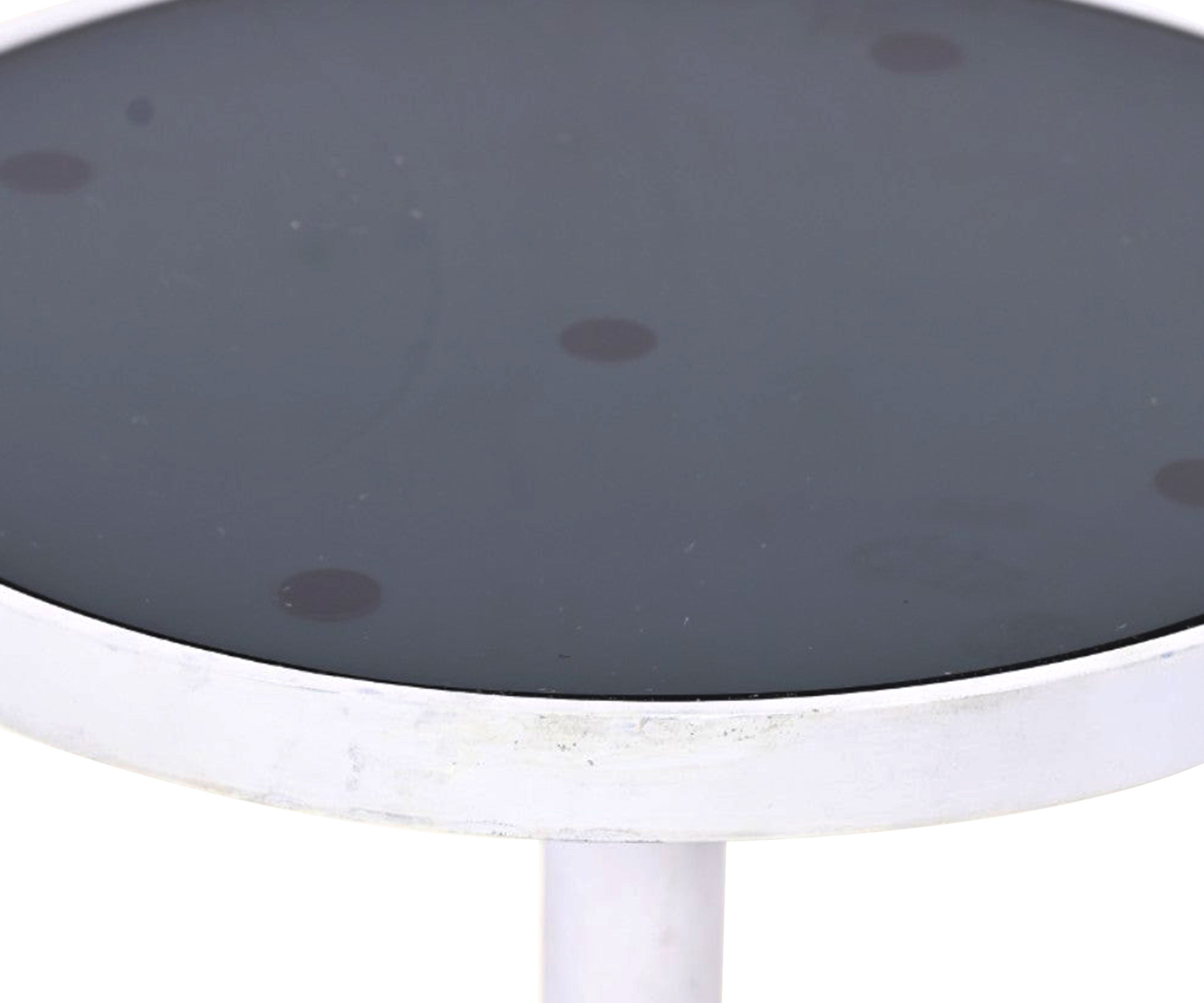 White Round Side Table with Iron Pedestal Base