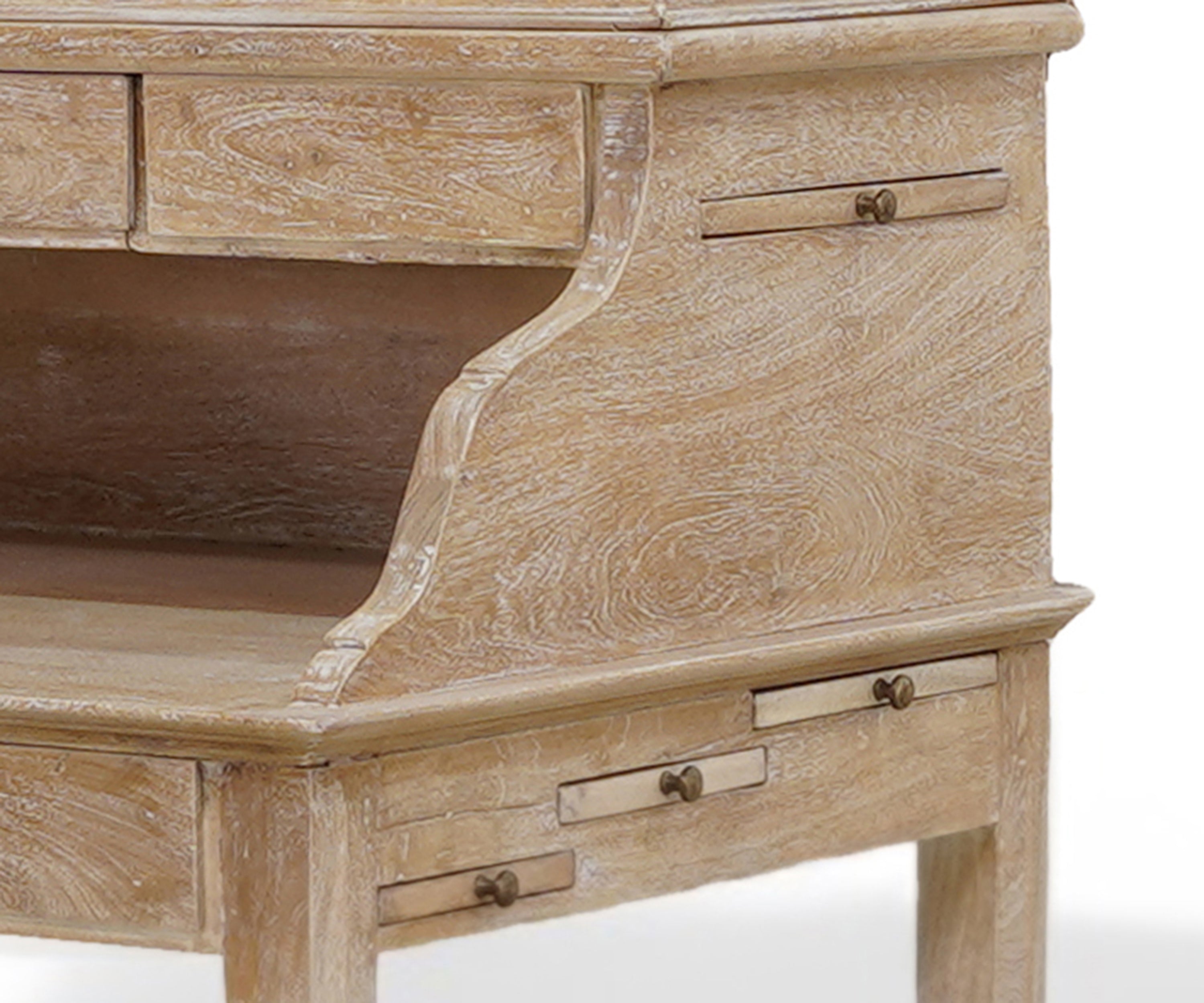 Wooden Study Table with Glass Door Cabinet and Display Storage