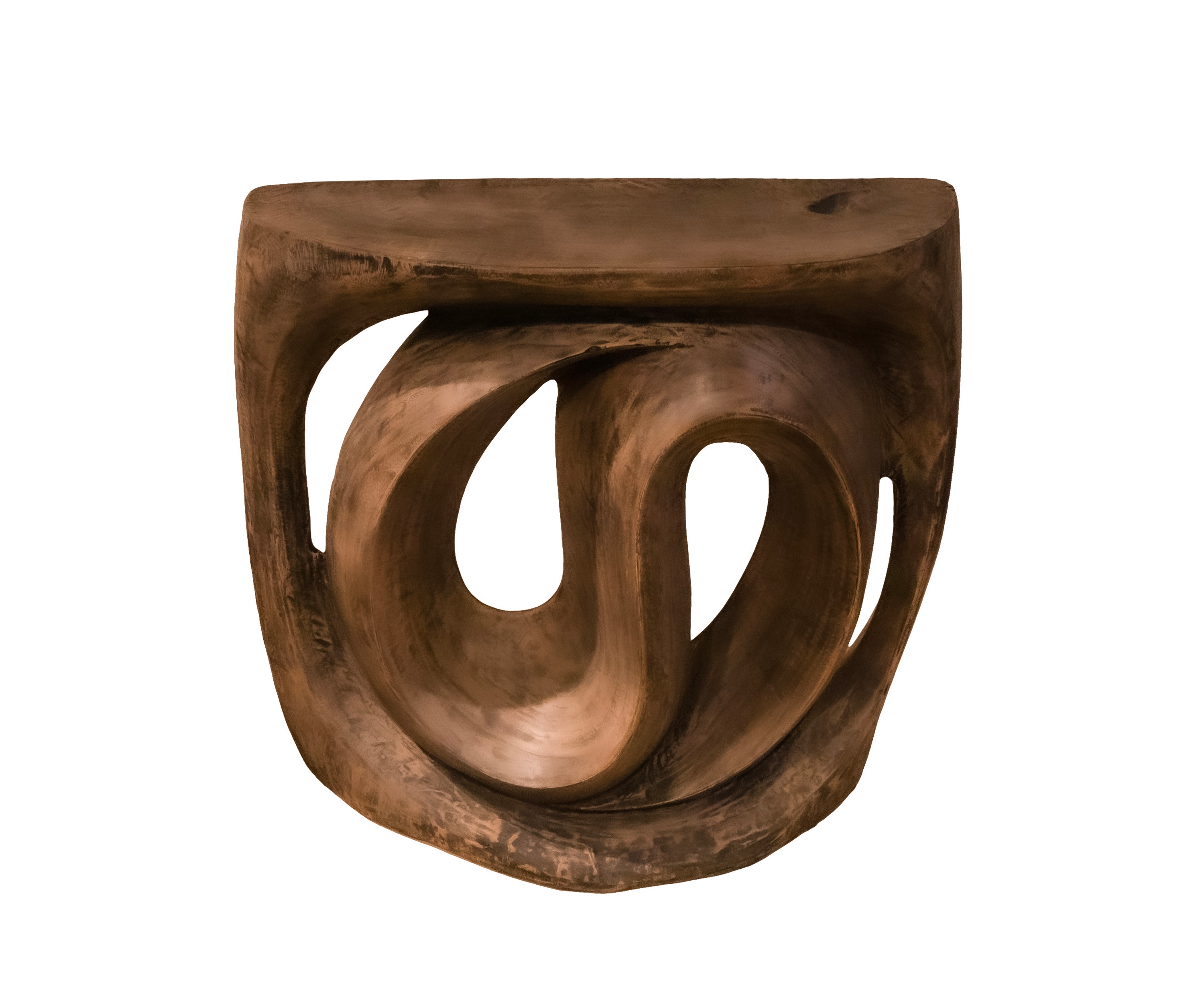 Modern Curved Wood Console Table in Natural Finish
