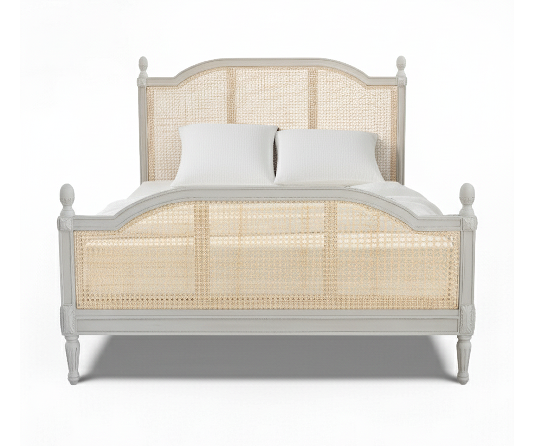 French Style Acacia Wood Cane Bed