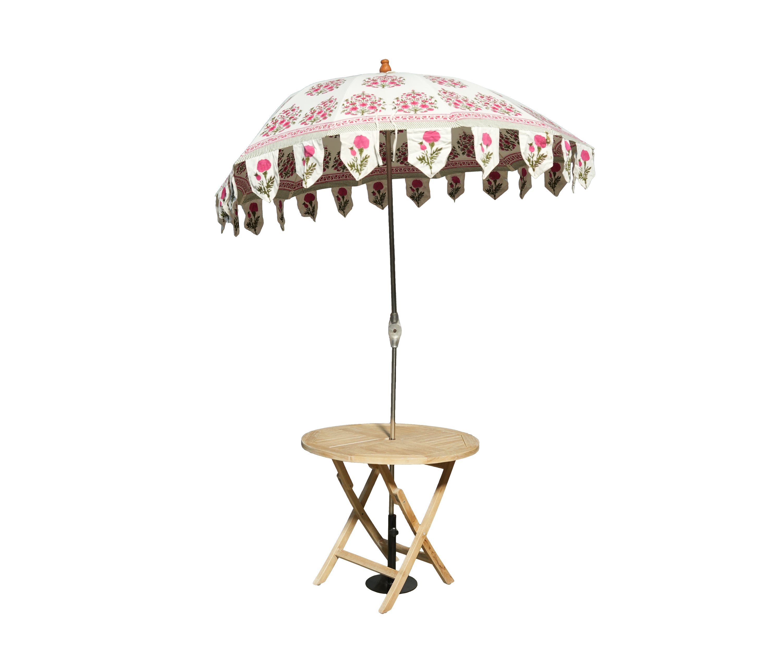 Round Checkered Teak PatioTable