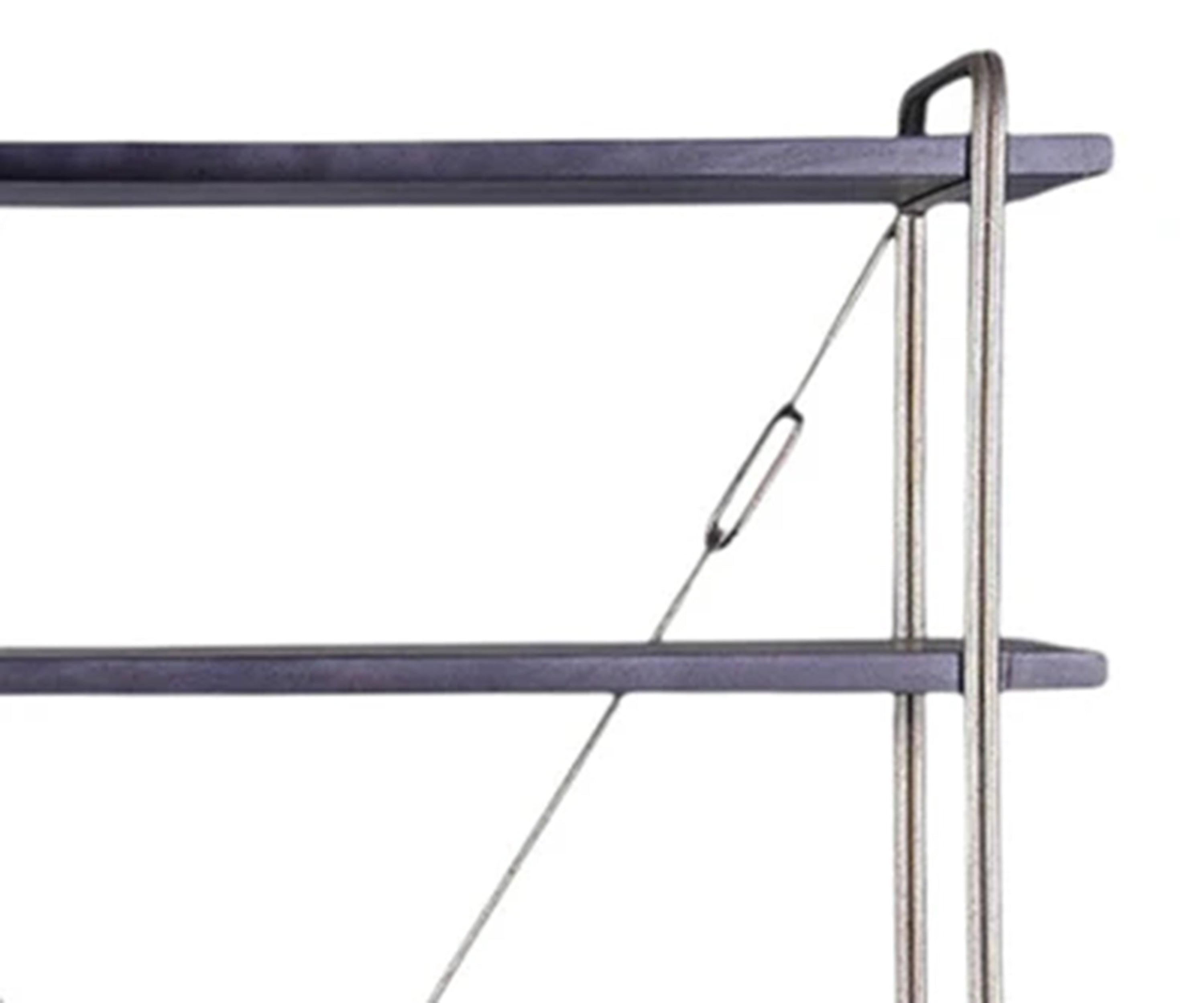 Industrial Wood and Metal Open Bookshelf with Cross Back