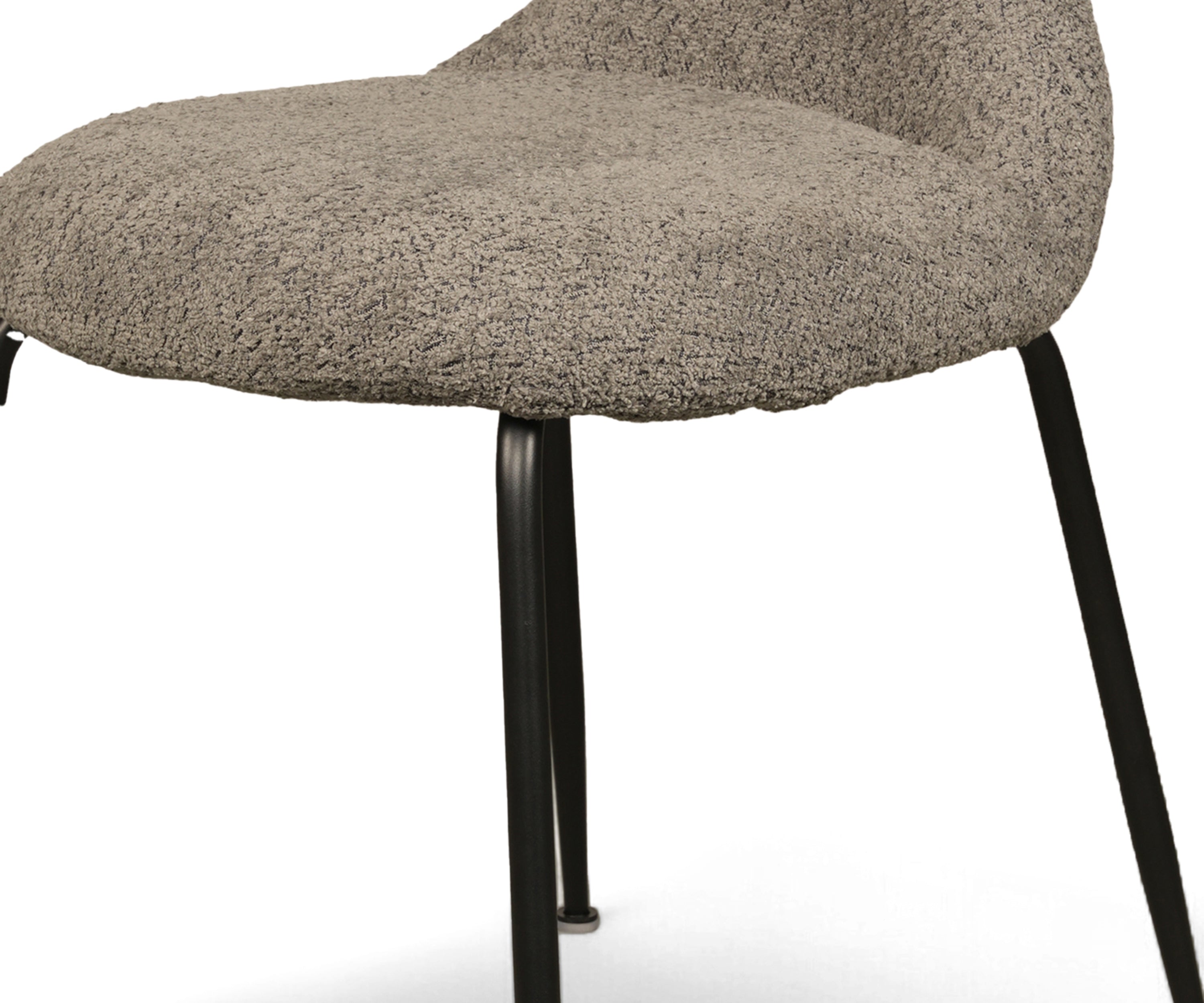 Stone Grey Winged Sculpted Dining Chair with Black Metal Legs
