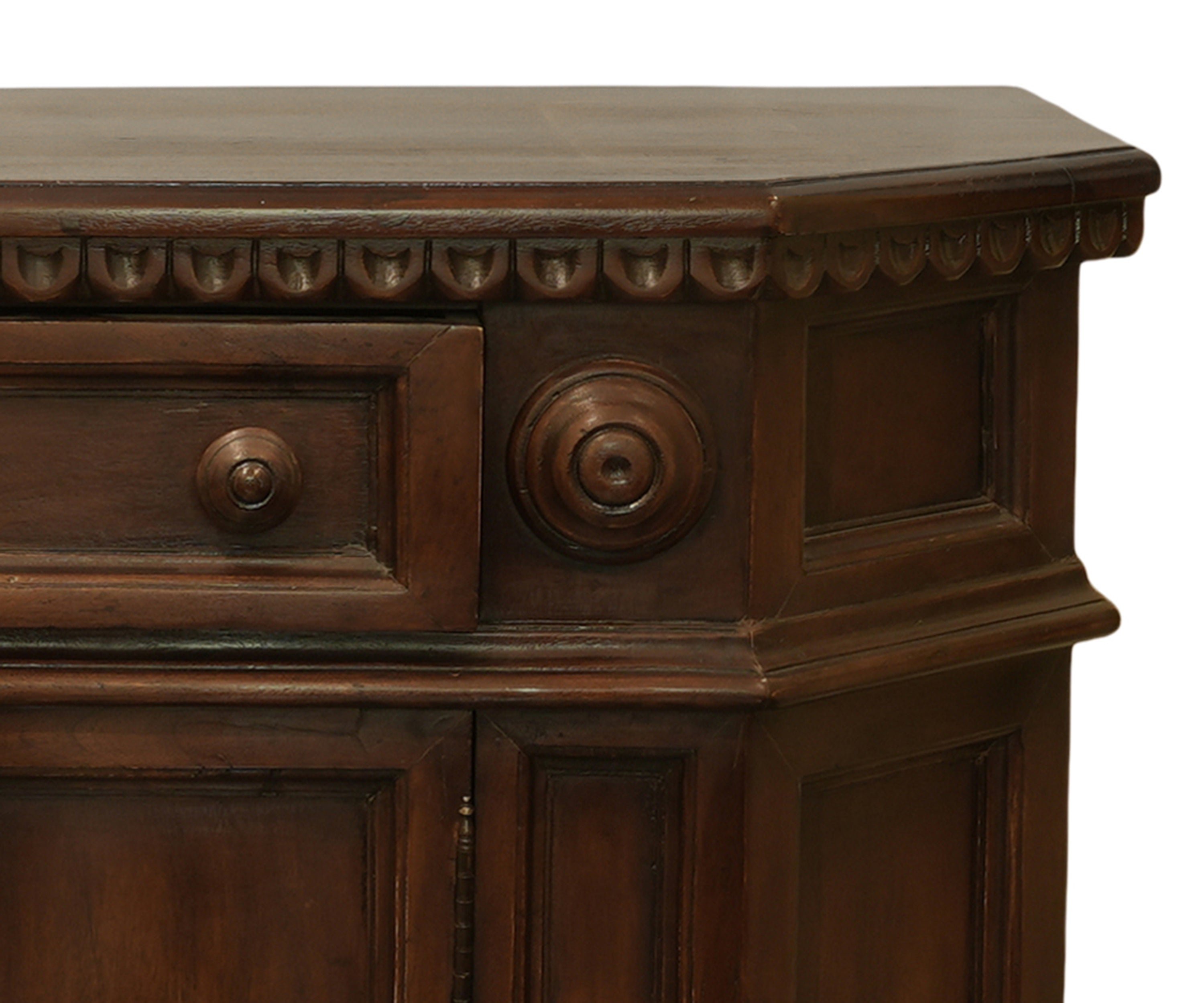 Classic Solid Wood Walnut Storage Cabinet with Drawer and Double Doors