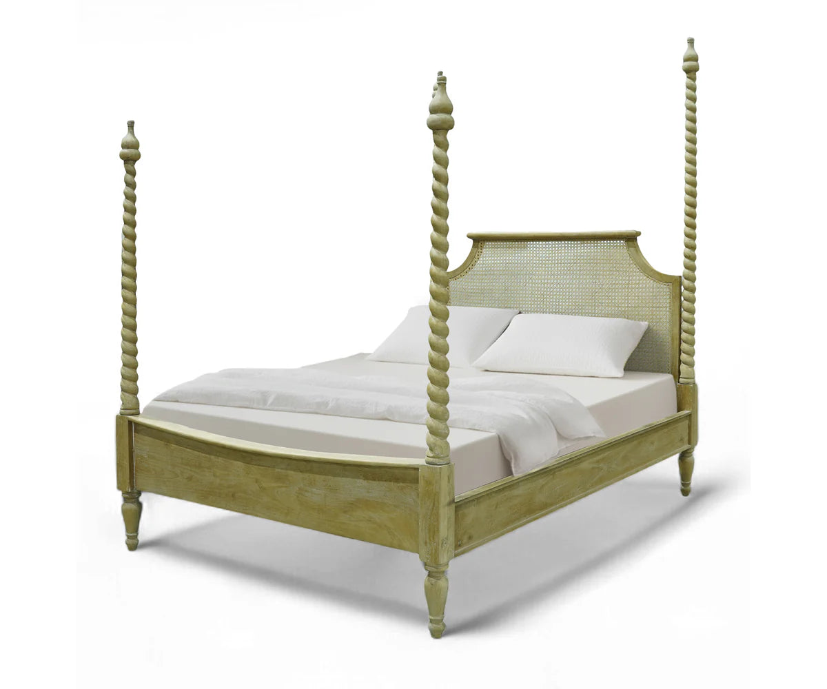 Barley Twist Acacia Wood Cane Poster Bed