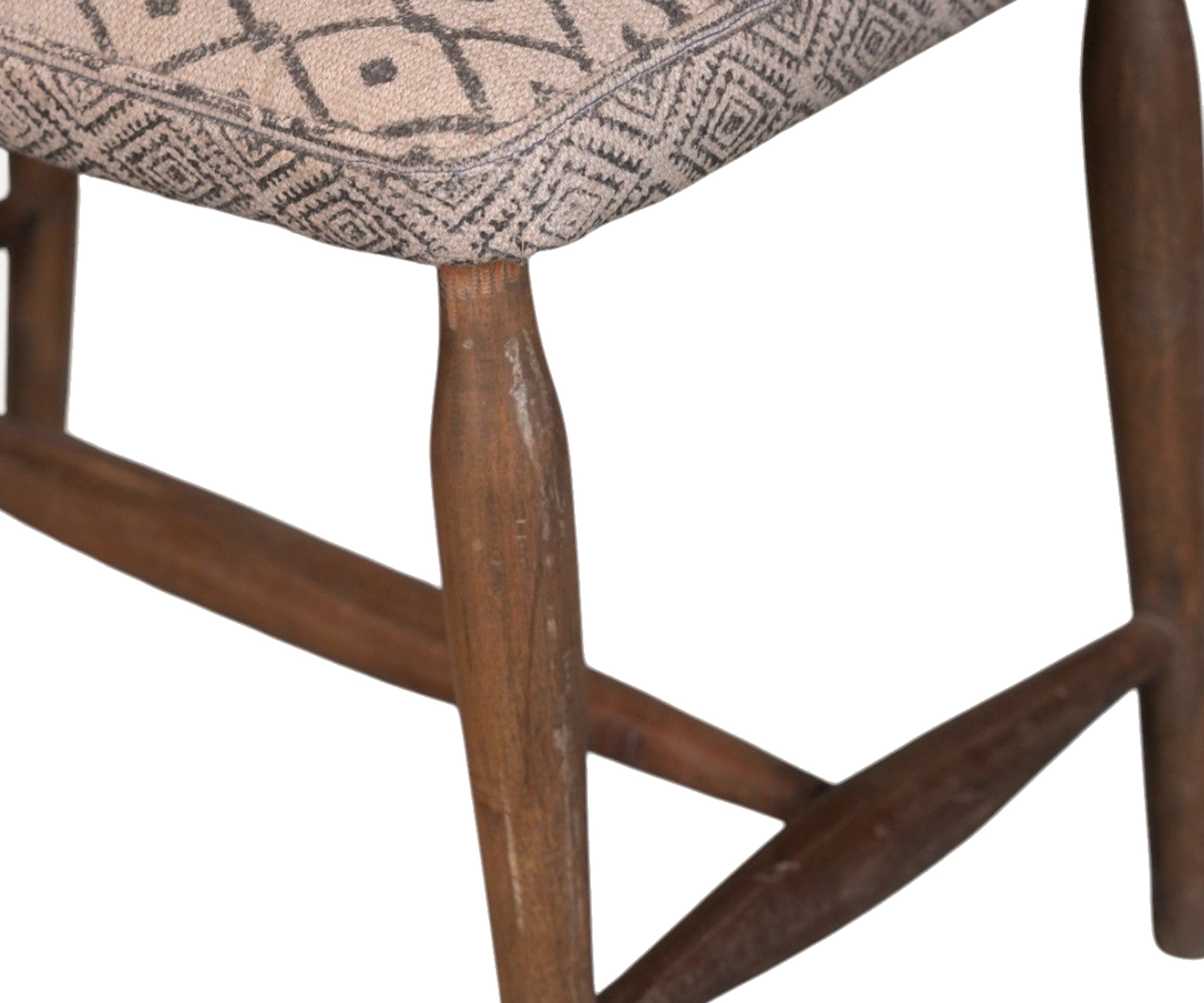 Printed Dhurrie Stool with Wooden Legs