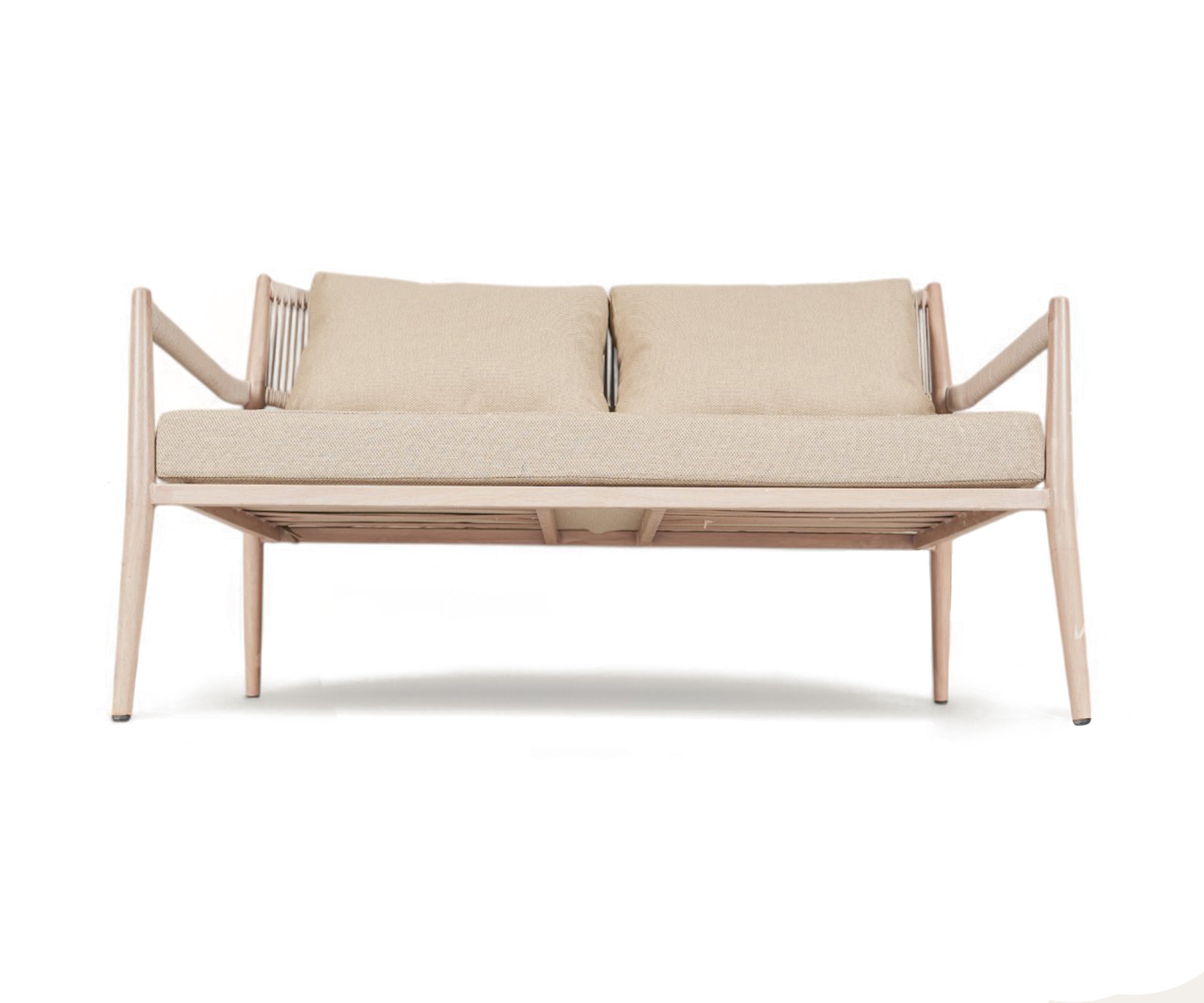 Modern Outdoor 2 Seater Sofa in Metal with Rope Detail