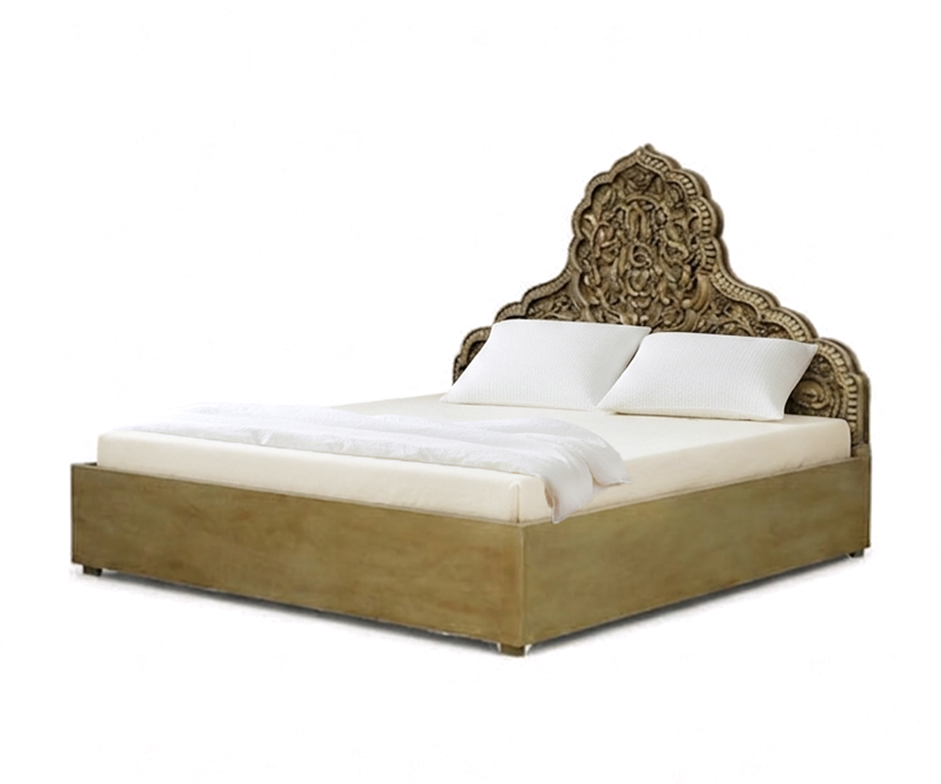 Ornate Carved Bed with Storage