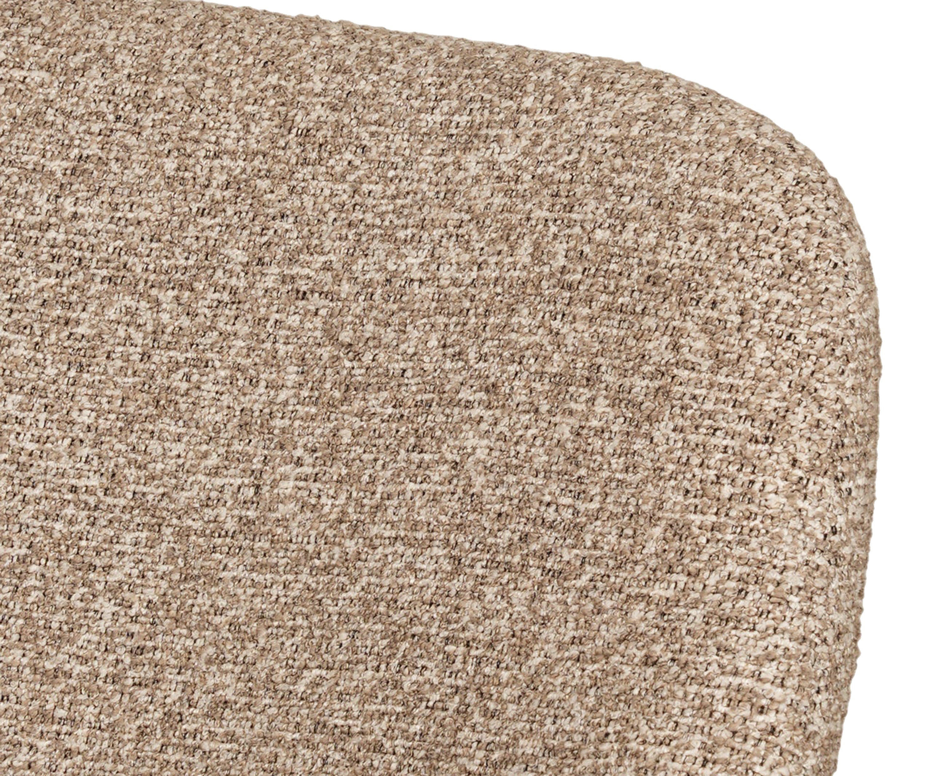 Taupe Textured Upholstered Arm Dining Chair with Natural Wood Legs
