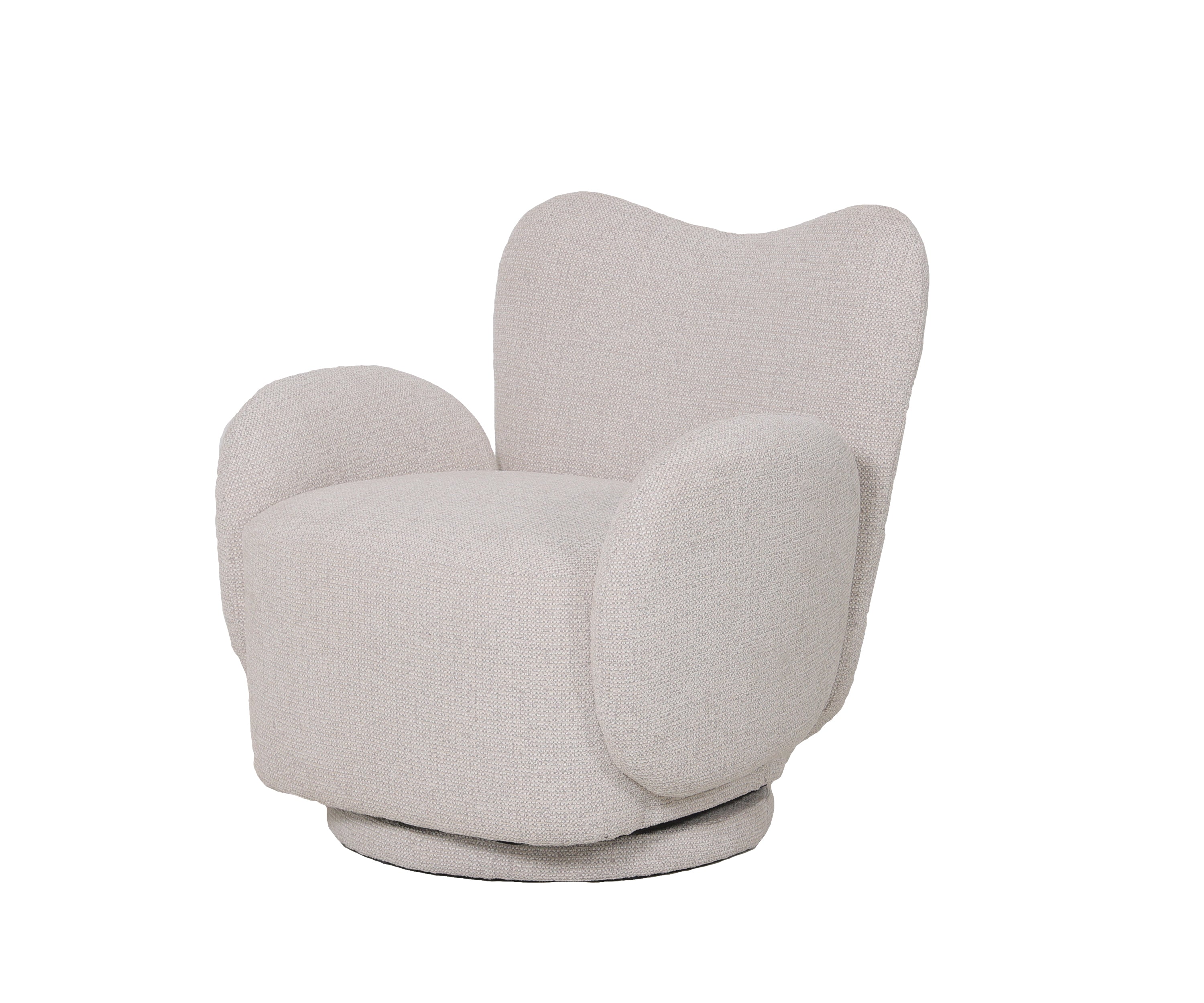 High-Back Swivel Lounge Chair in Cream Boucle
