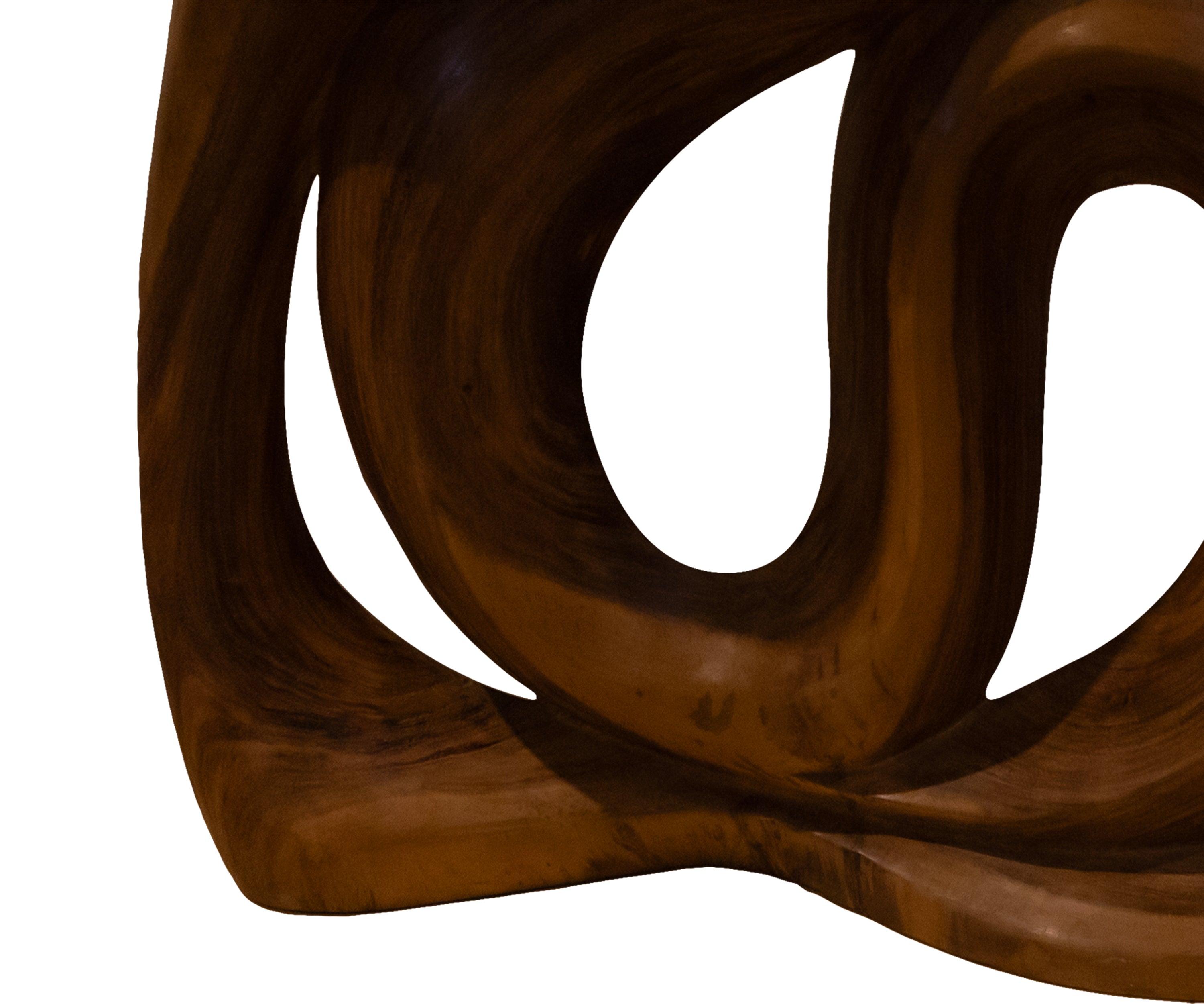 Modern Suar Wood Console Table with Open Swirl Design