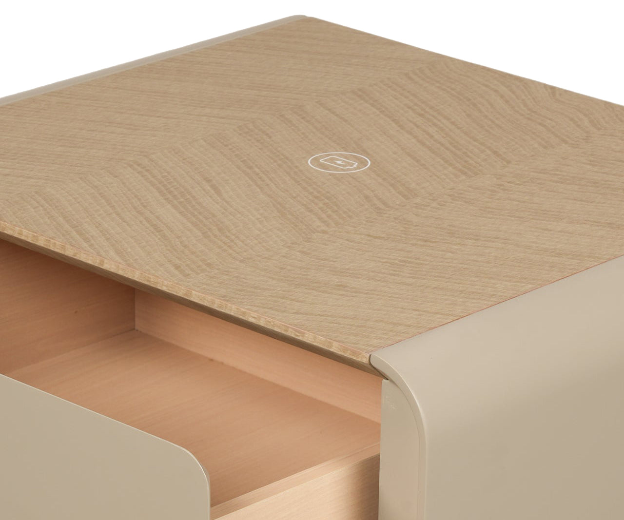 Taupe Curve 2-Drawer Bed Side Table