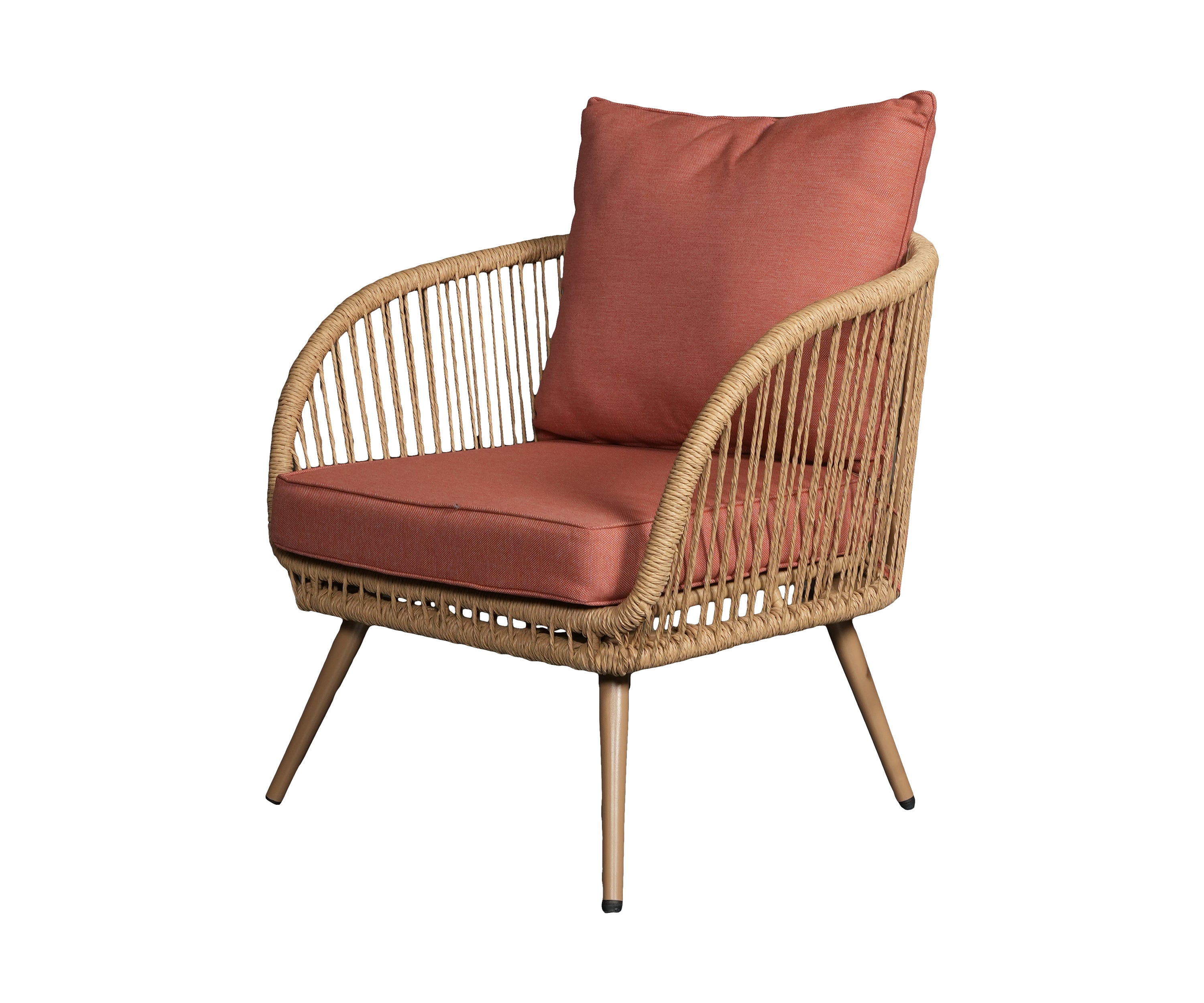 Brown Nypon Rope Outdoor Armchair with Terracotta Cushioned Seat