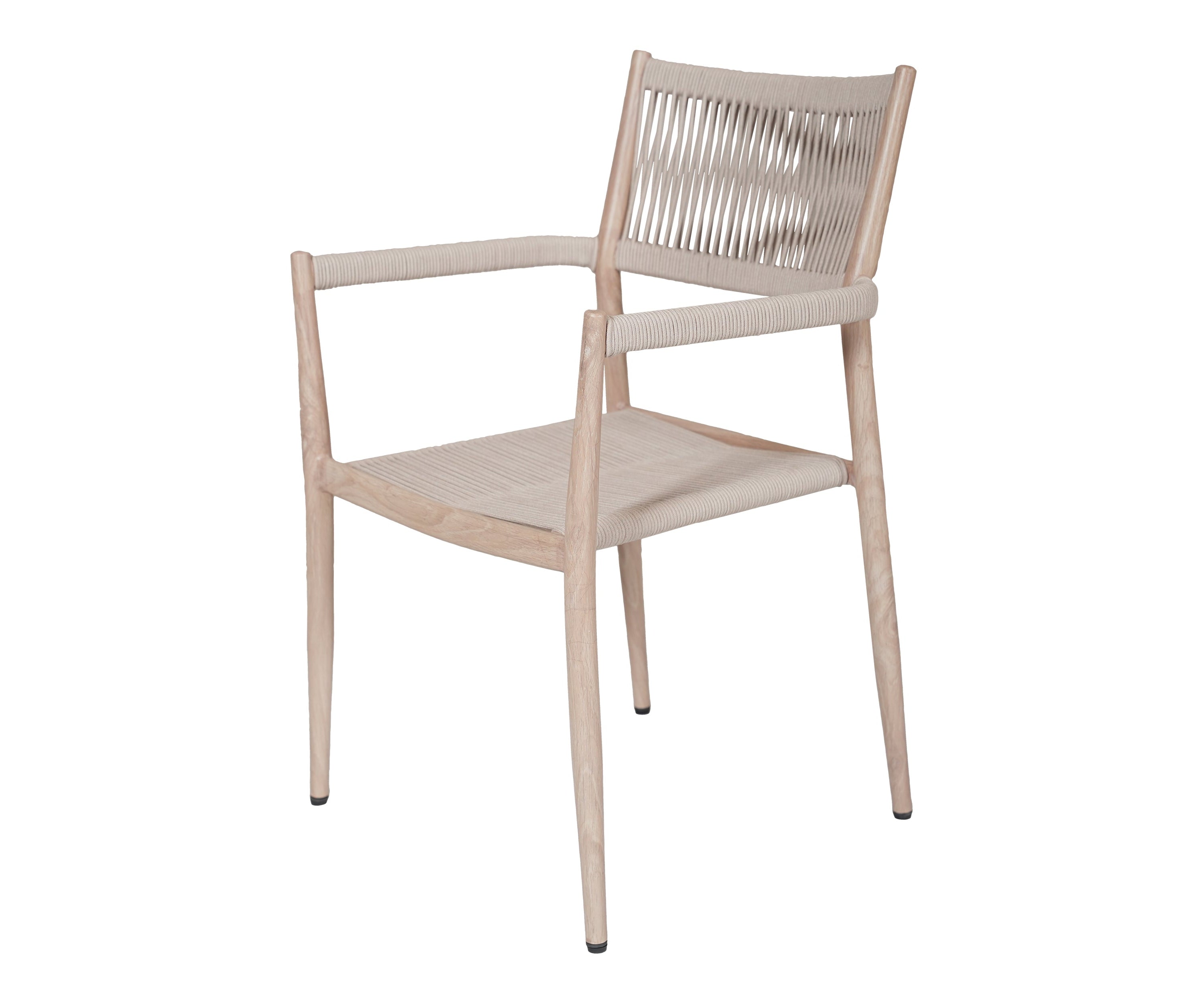 Beige Outdoor Metal Armchair with Nylon Woven Rope Seat & Backrest
