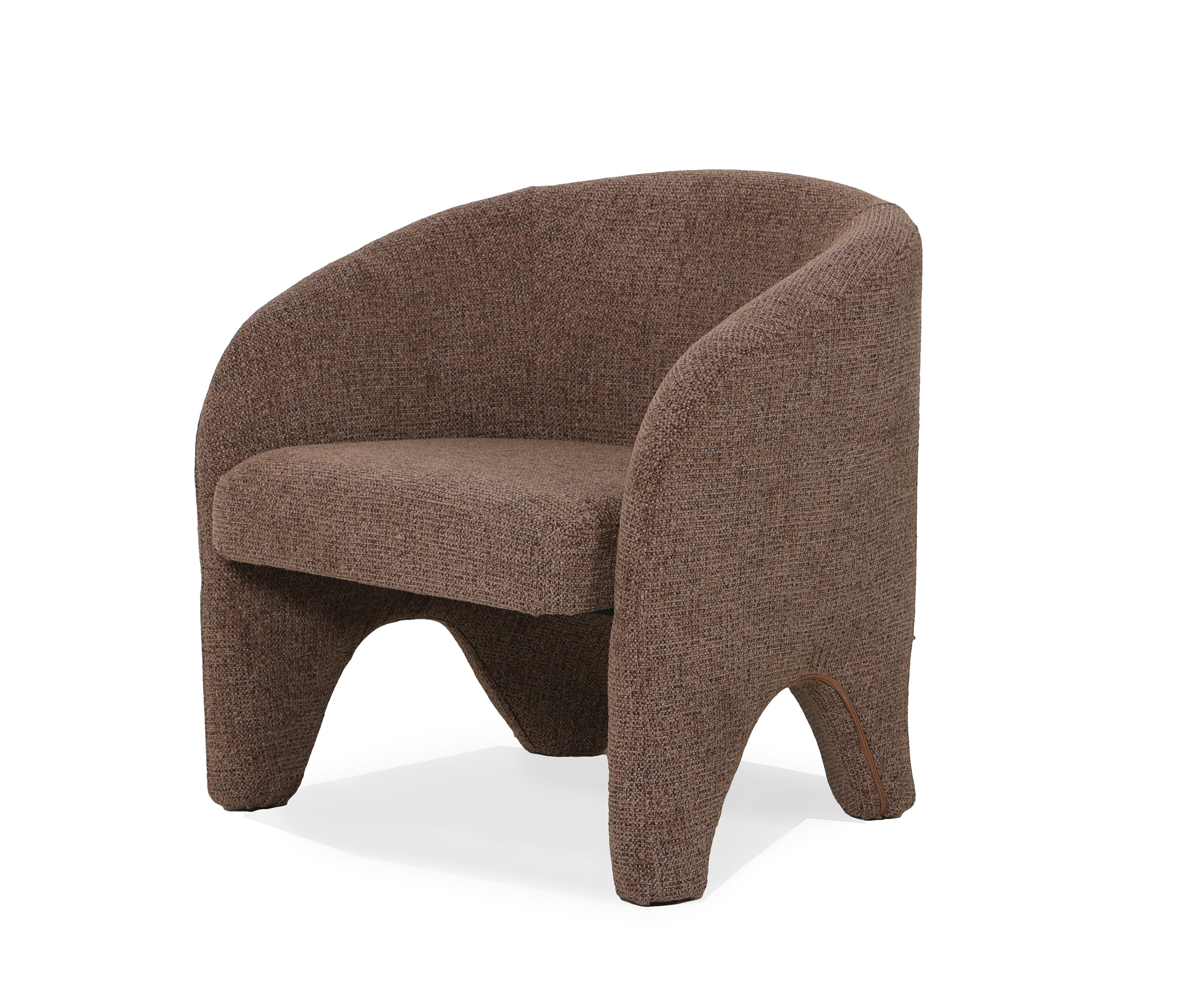 Barrel Back Accent Armchair in Mocha Brown Boucle