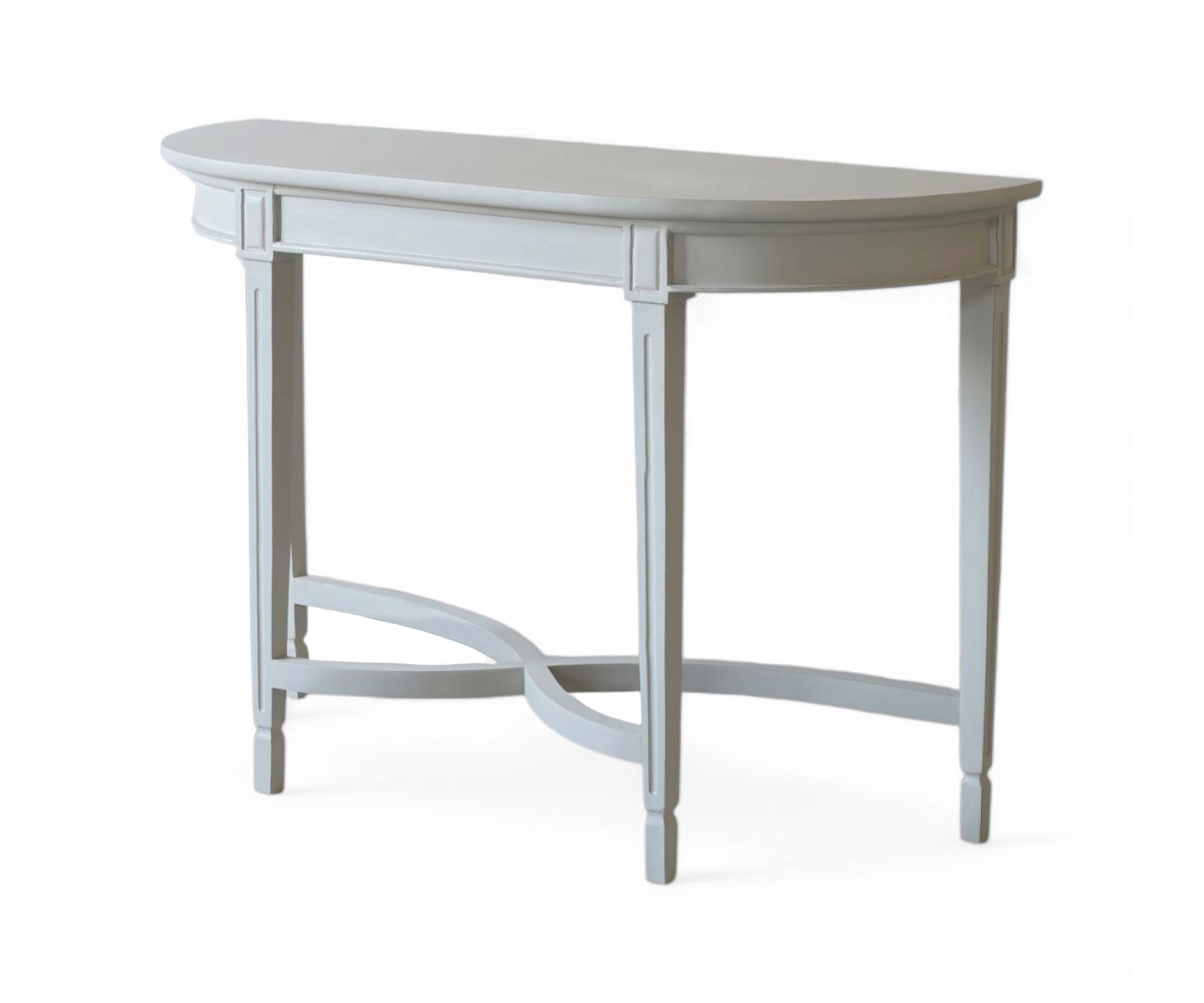 Gustavian Solid Wood Console Table - Distressed White