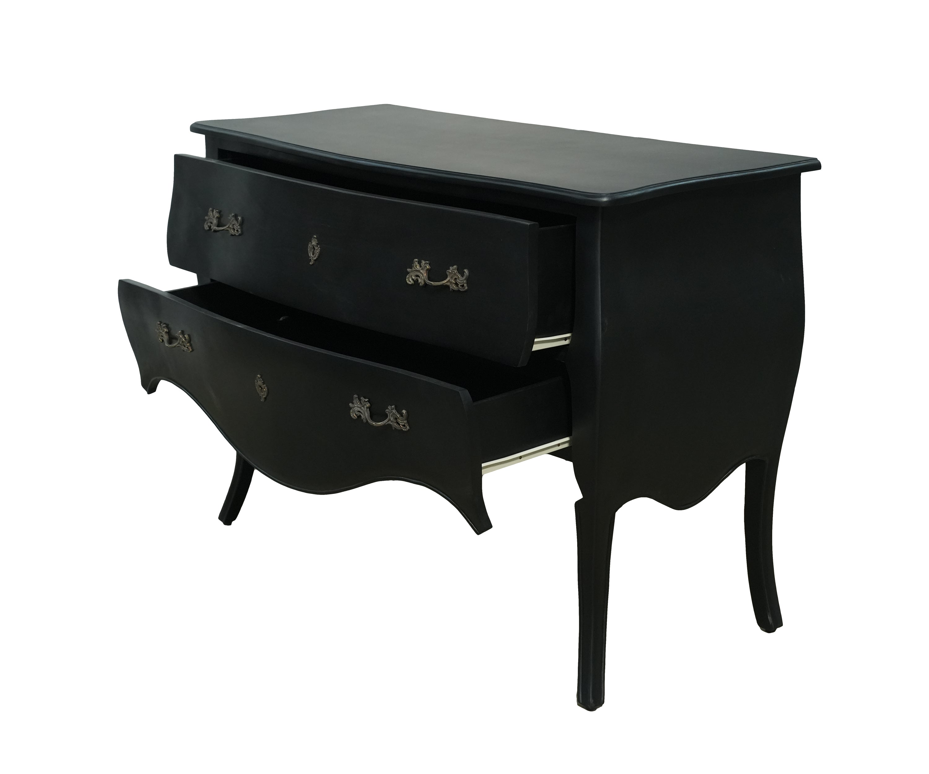 French Style Black Bombe Chest of Drawers